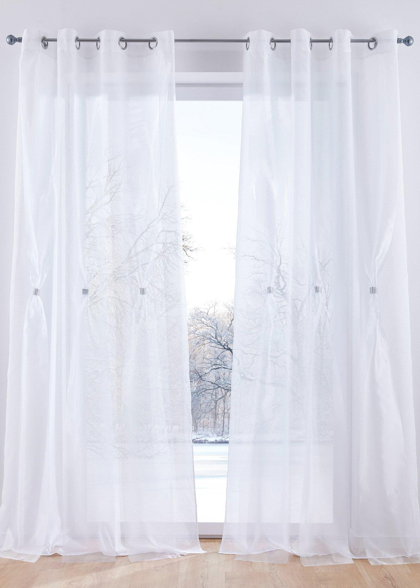 Voilage double épaisseur avec décoration brillante (1 pce.)