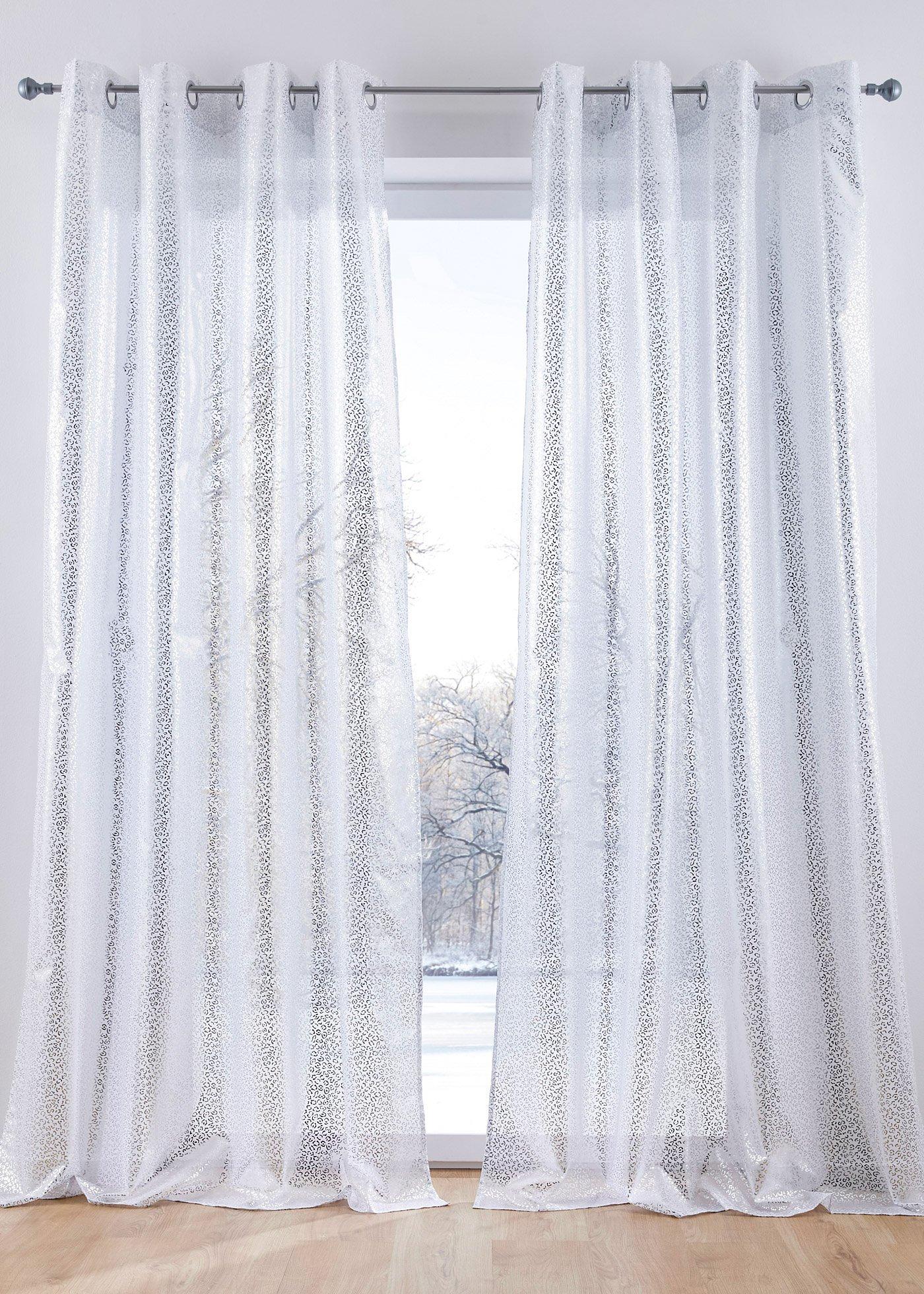 Voilage semi-transparent avec imprimé brillant (1 pce.)