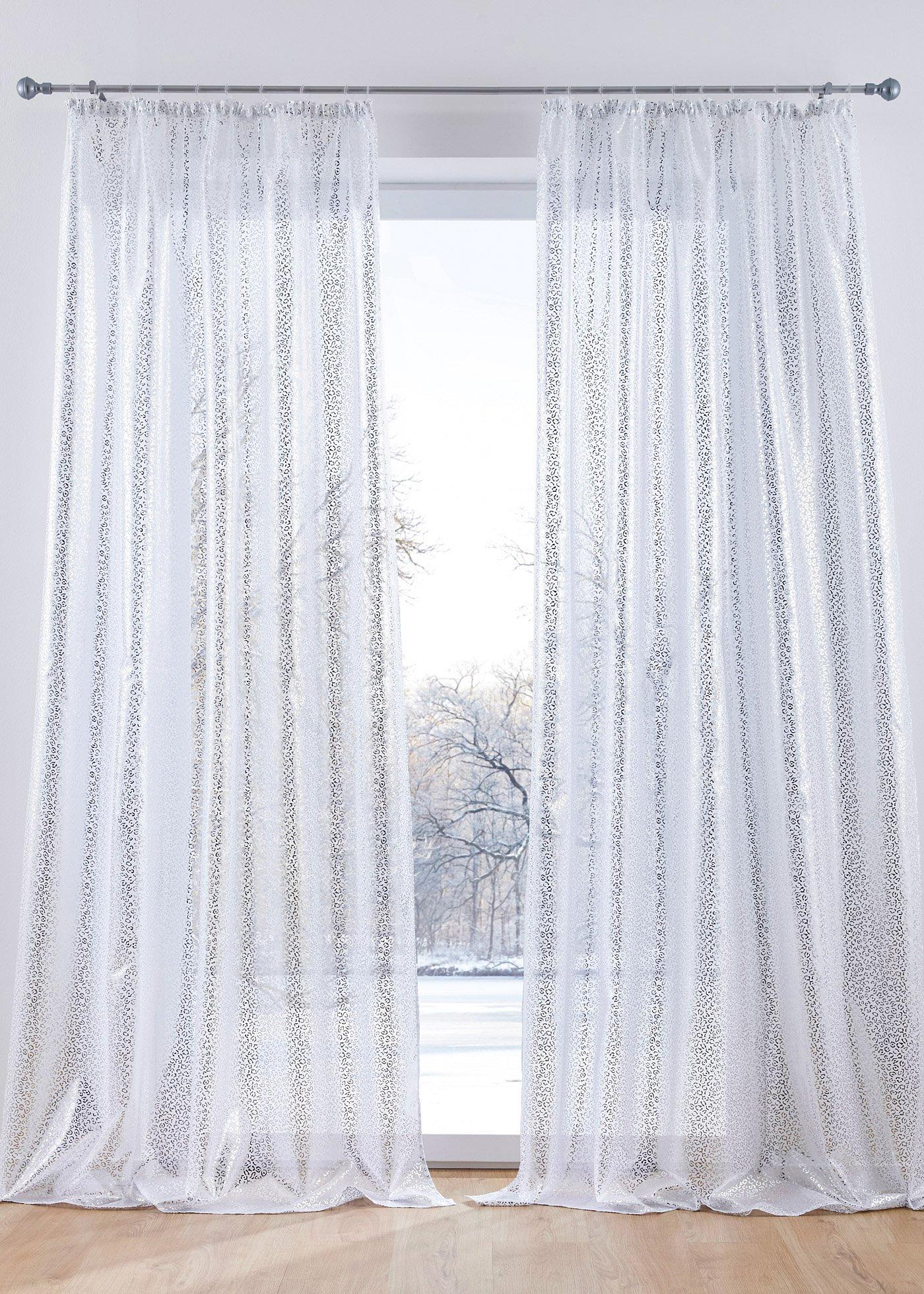 Voilage semi-transparent avec imprimé brillant (1 pce.)