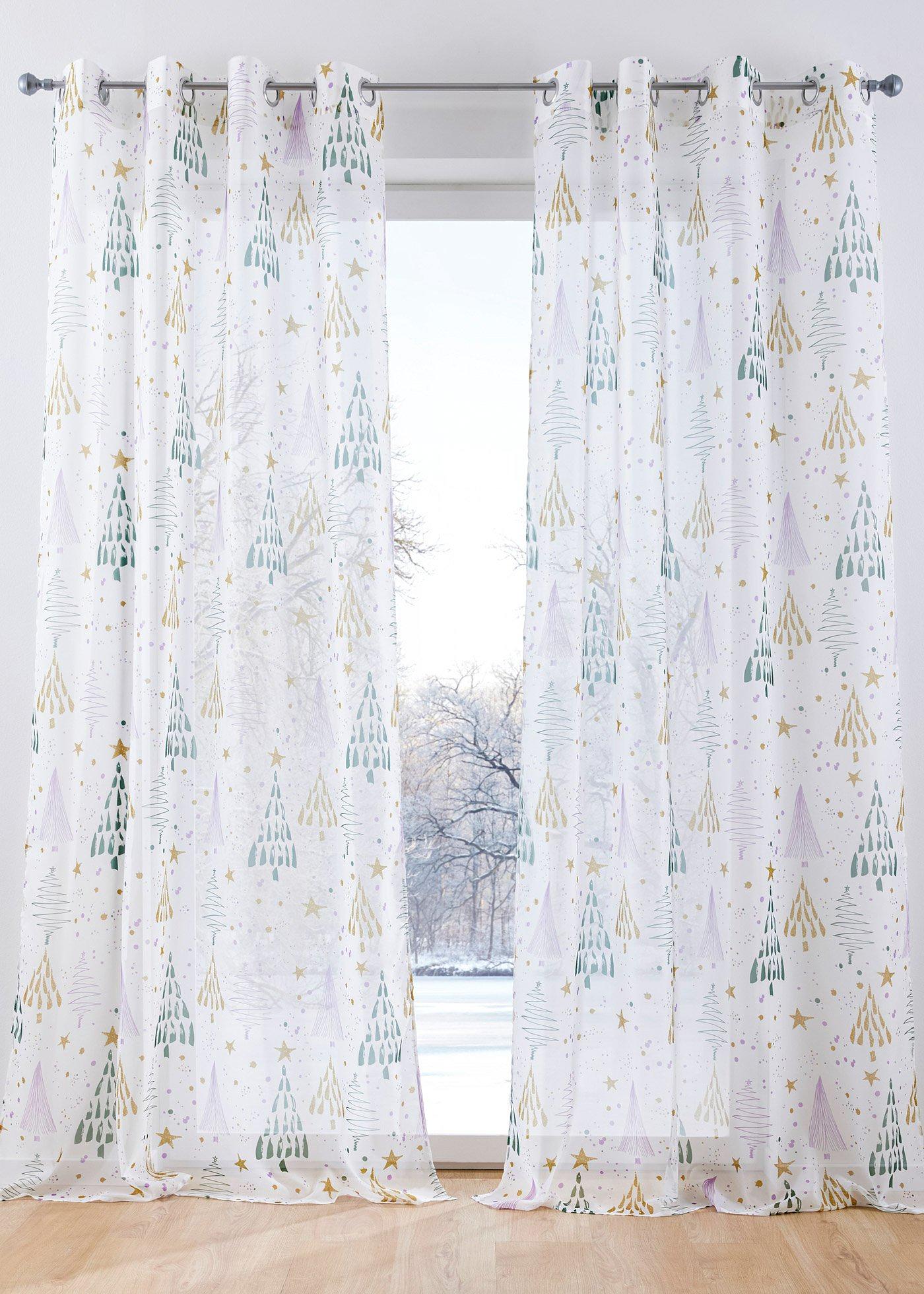 Voilage avec imprimé Noël (1 pce.)