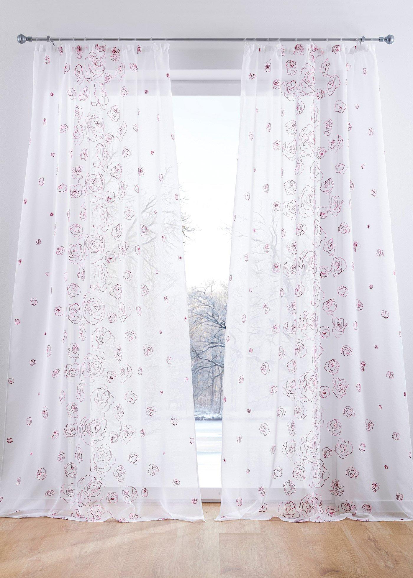 Voilage à broderie florale (1 pce.)