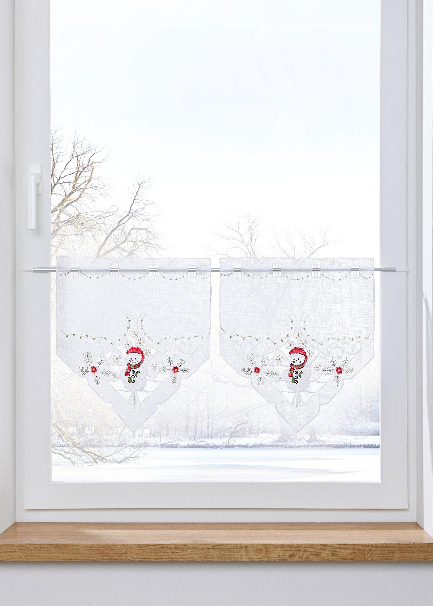 Brise-bise à broderie (Ens. 2 pces.)