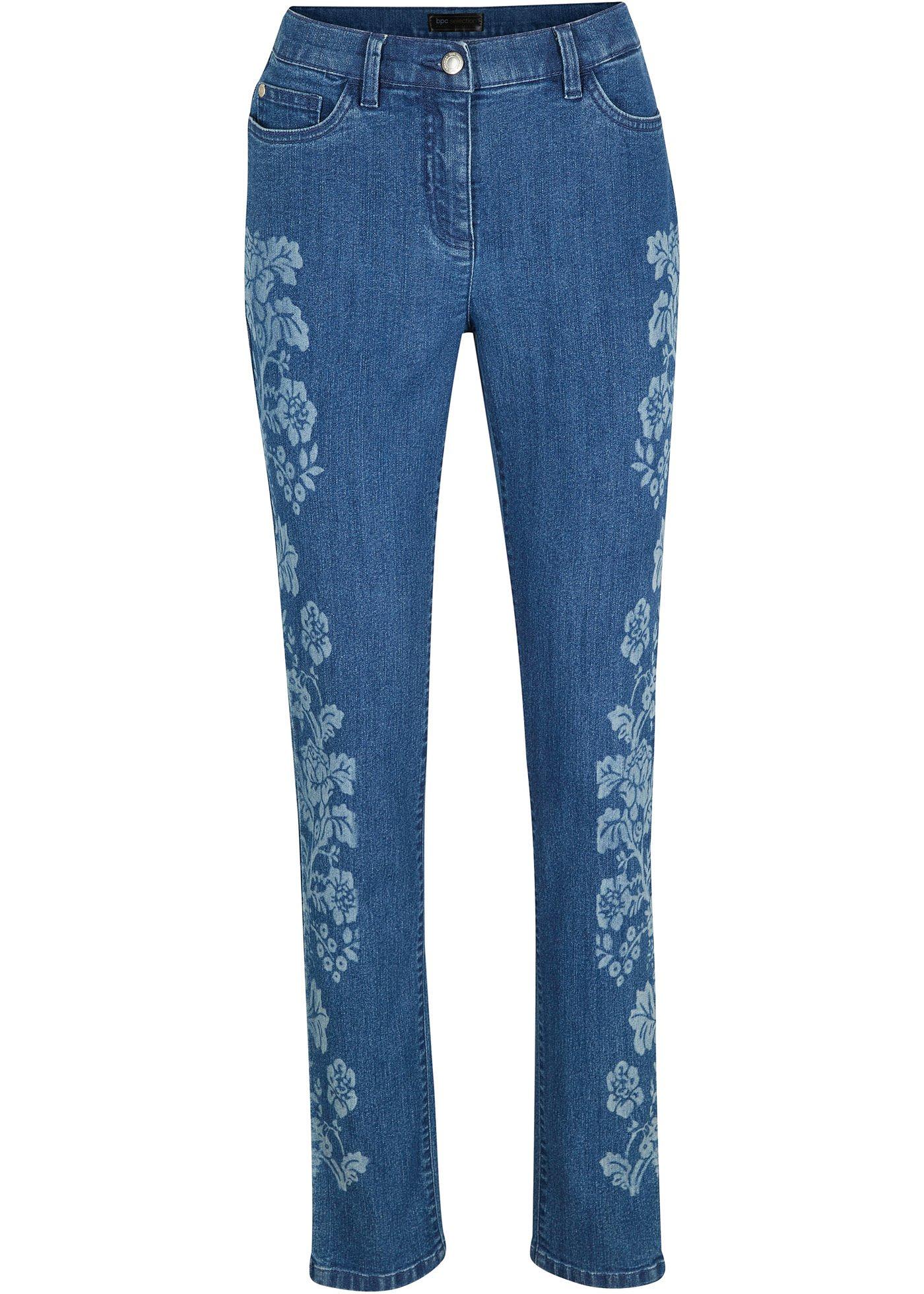 Jean extensible à imprimé floral
