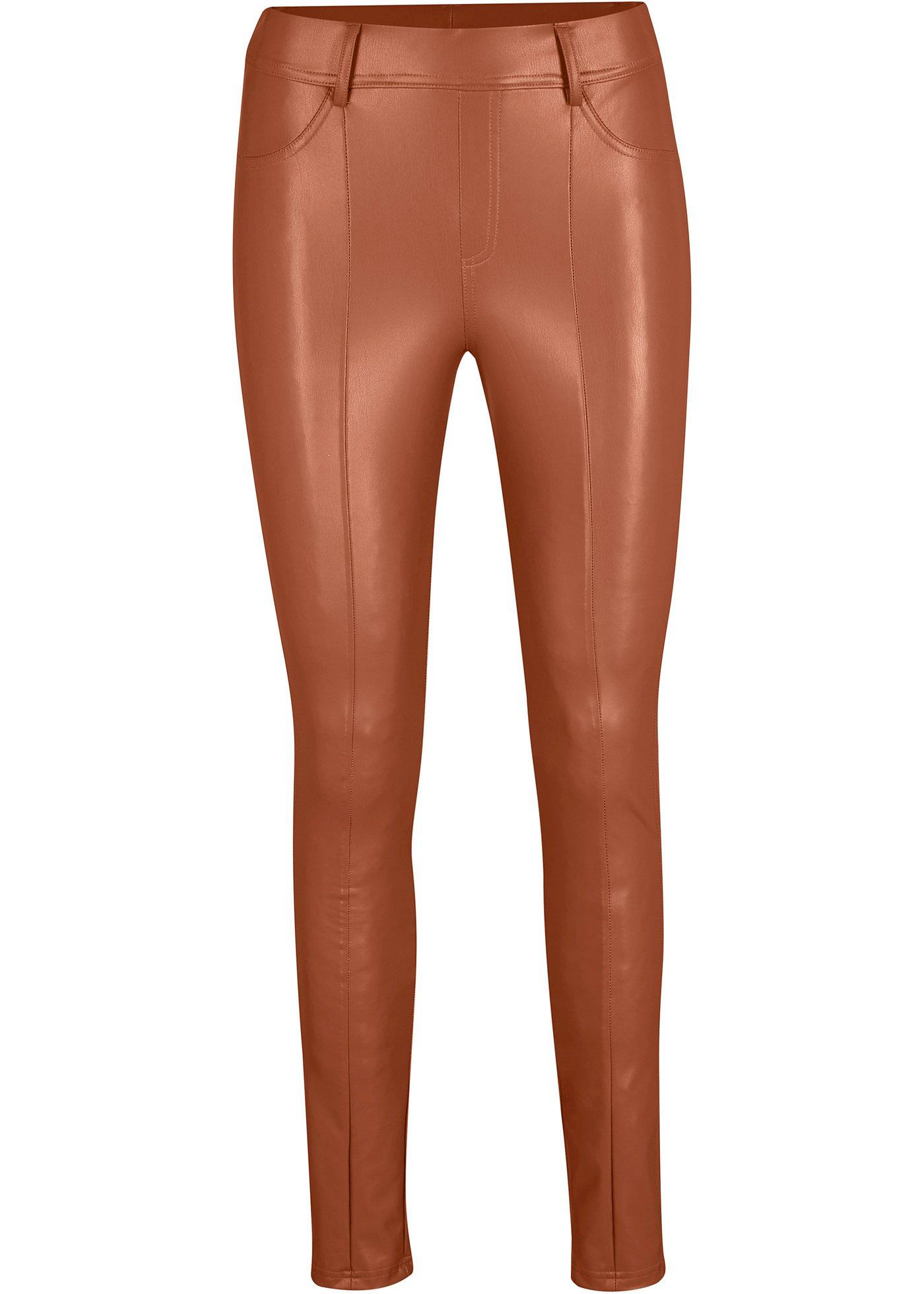 Pantalon en synthétique imitation cuir avec passepoil