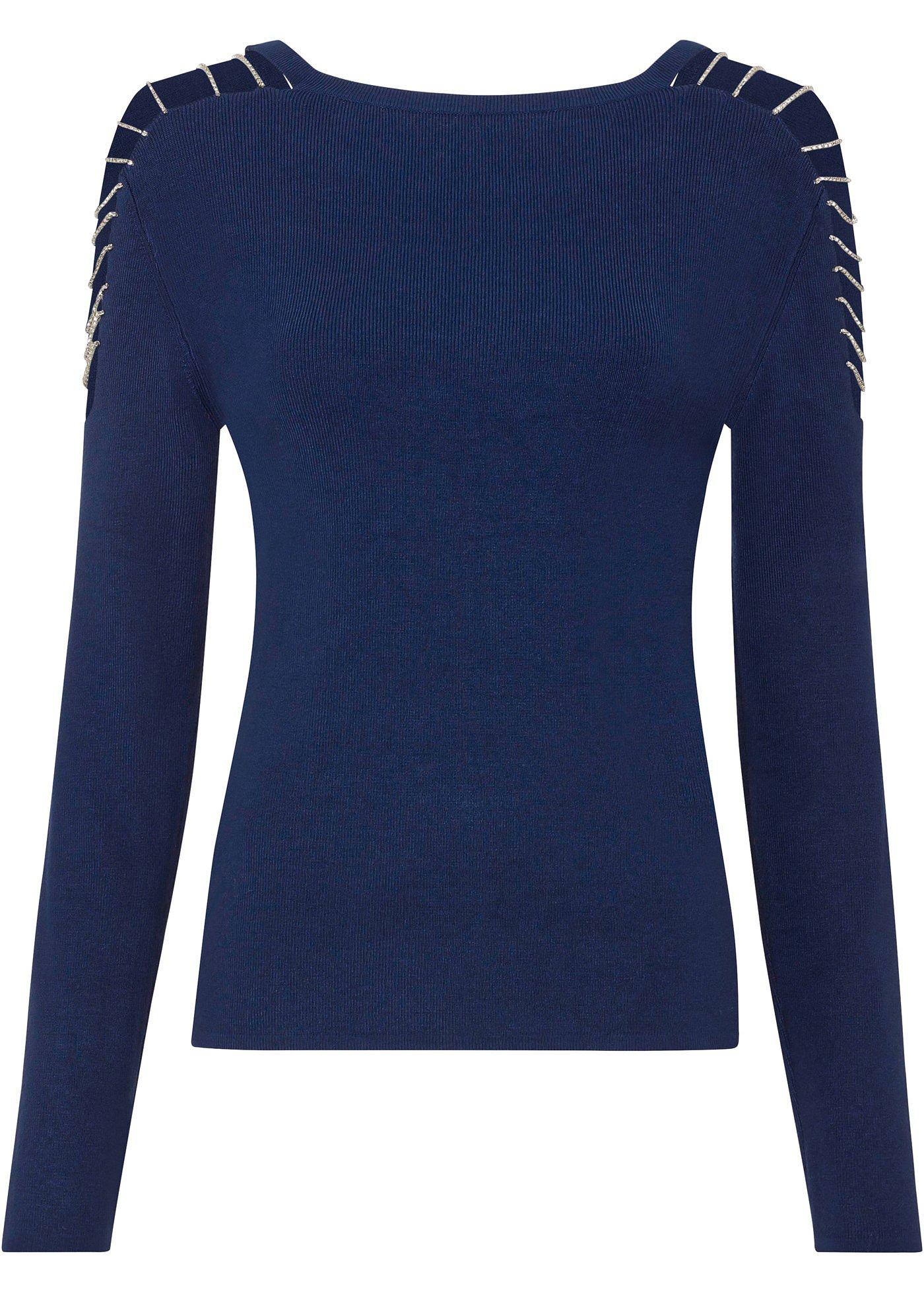 Pull en fines côtes avec chaînes strassées