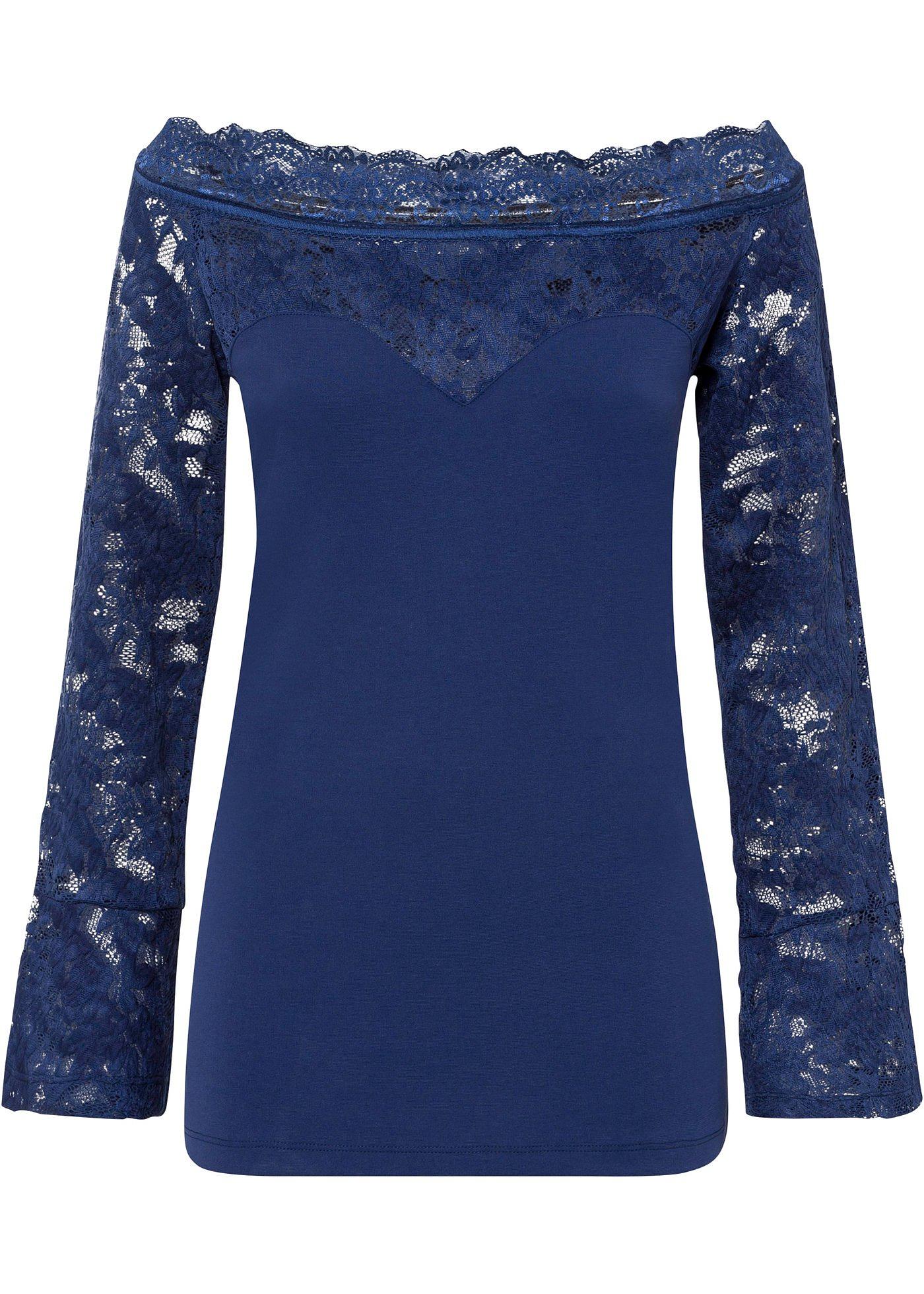 T-shirt Carmen à dentelle