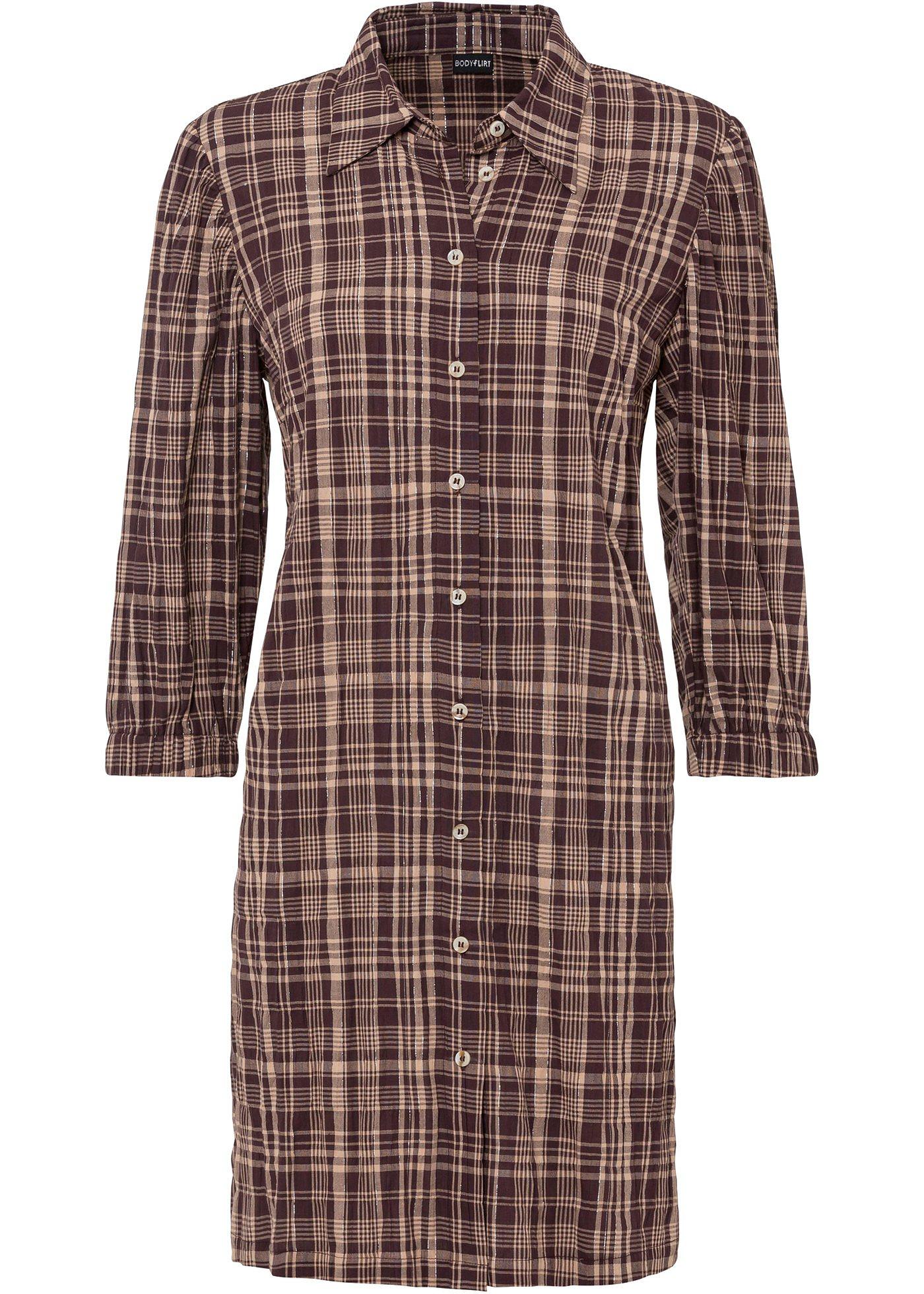 Robe-chemise à carreaux avec effet brillant