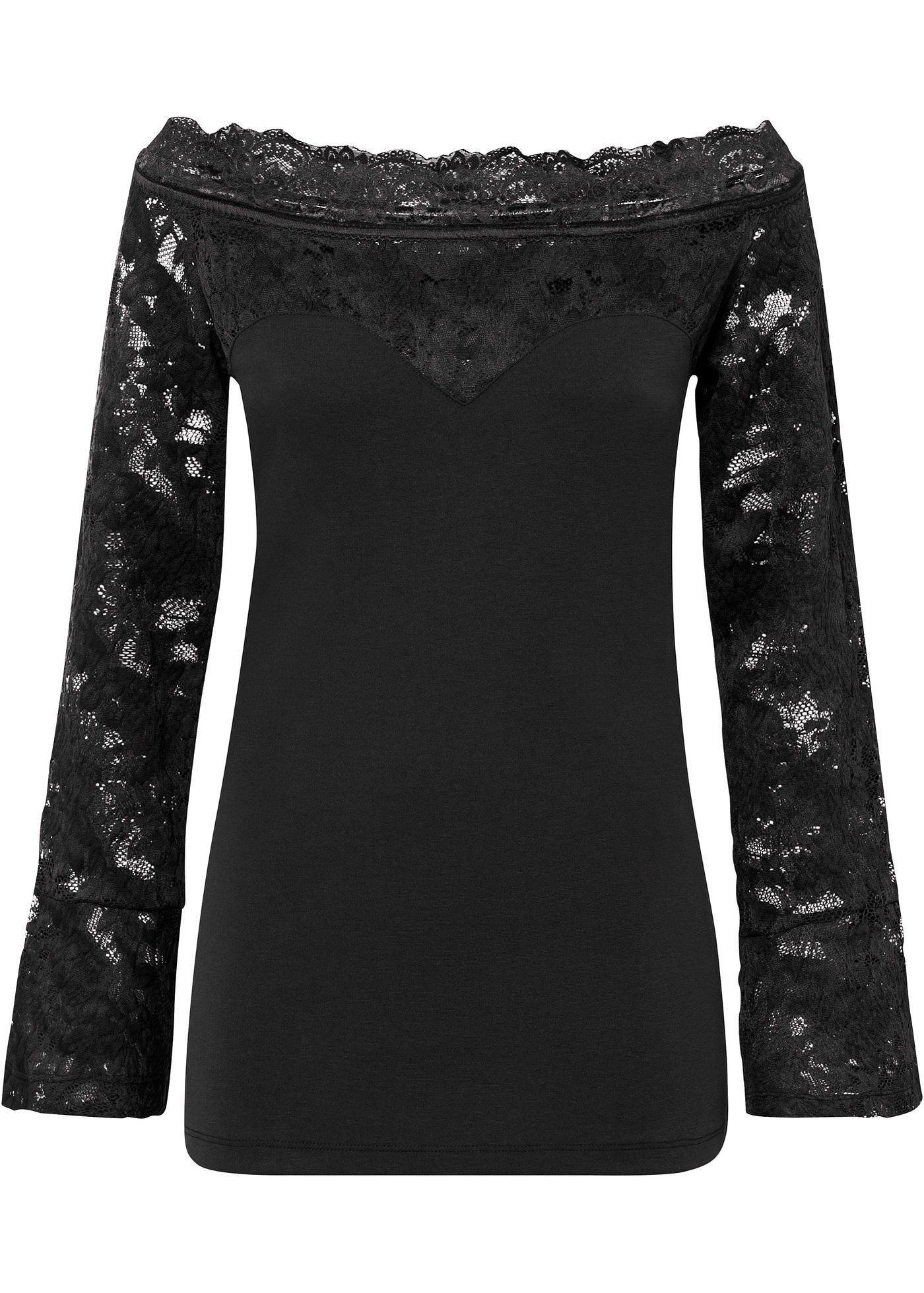 T-shirt Carmen à dentelle