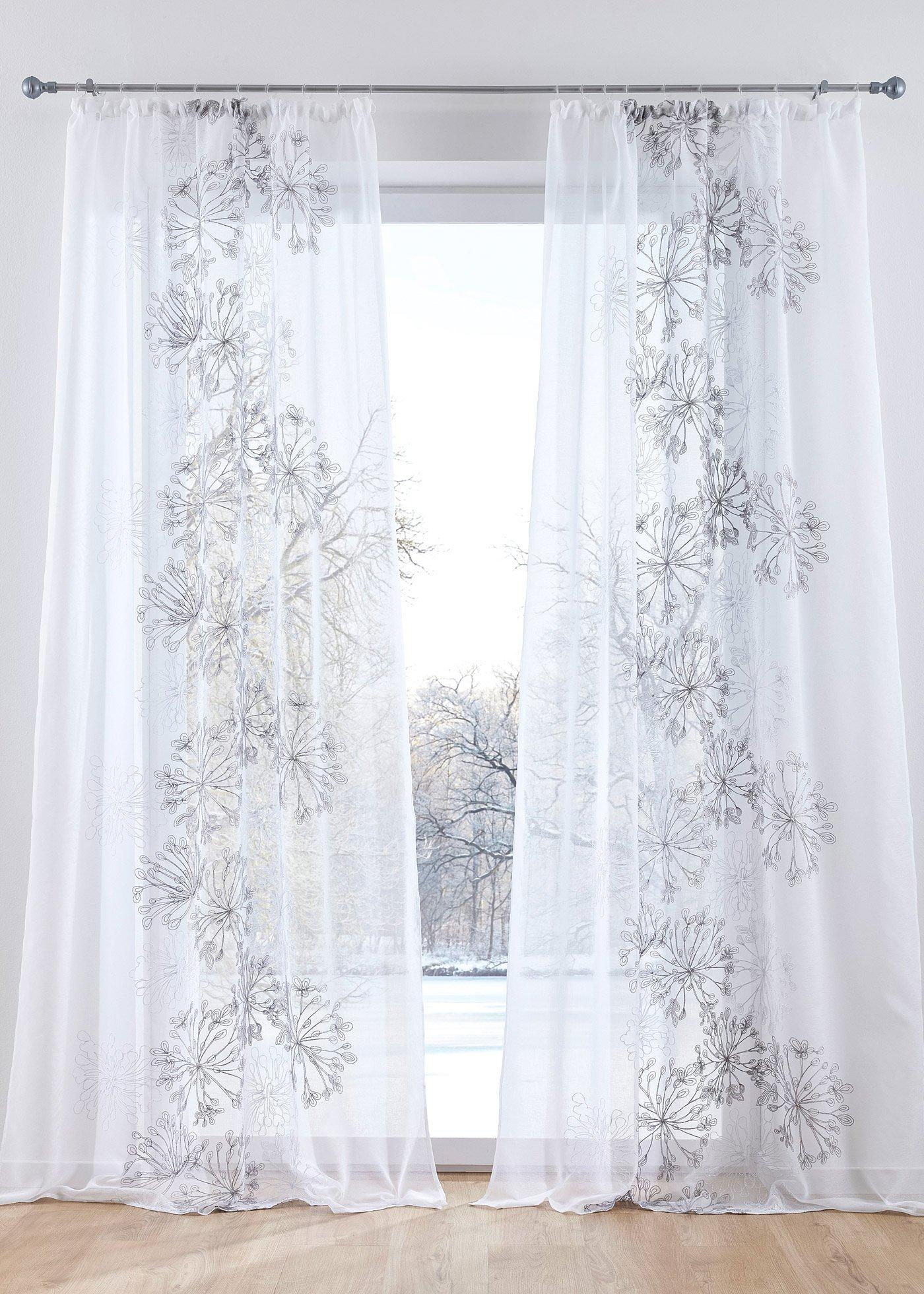 Voilage à broderie florale (1 pce.)