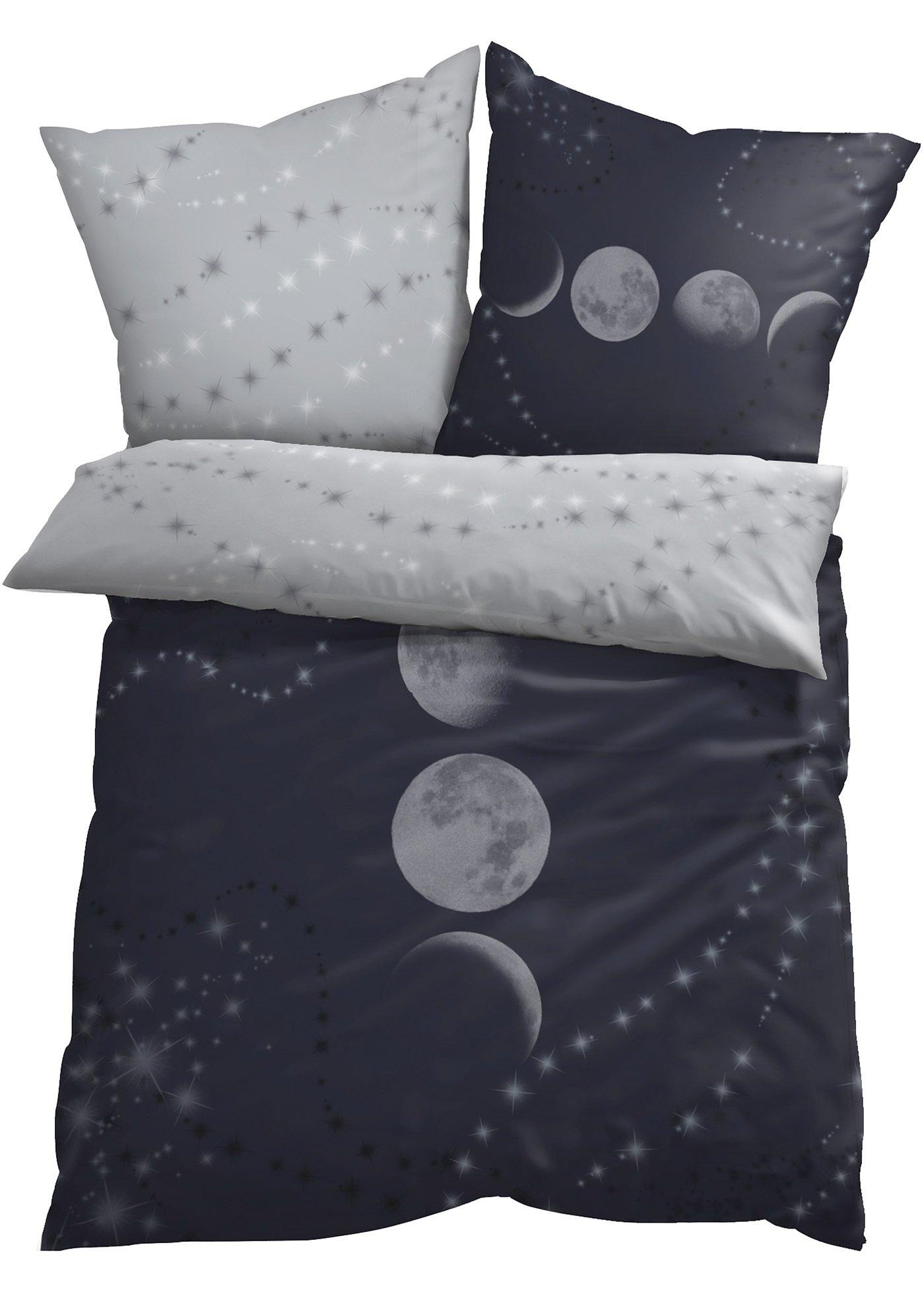 Parure de lit réversible avec lunes et étoiles