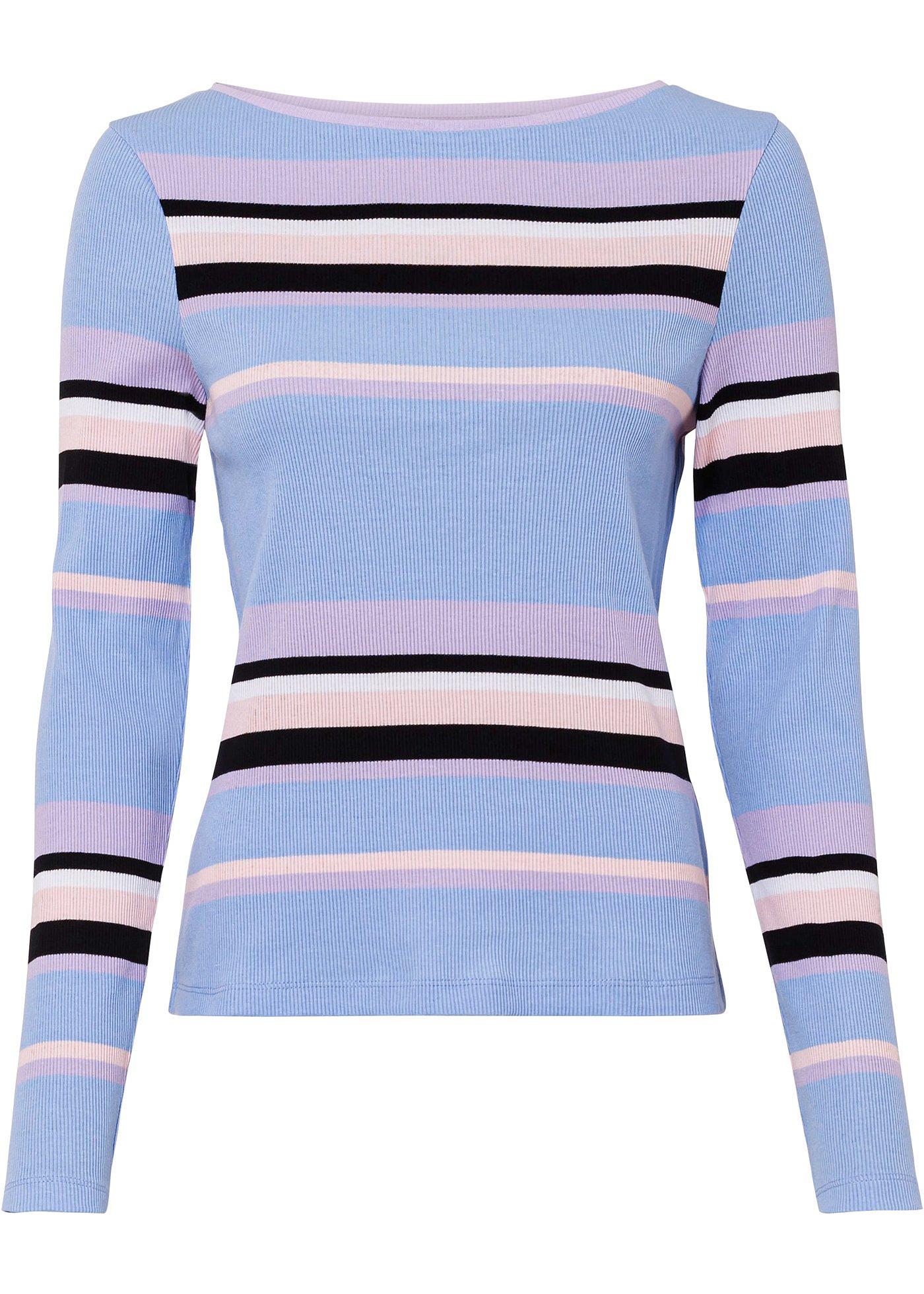 T-shirt manches longues à rayures en coton bio