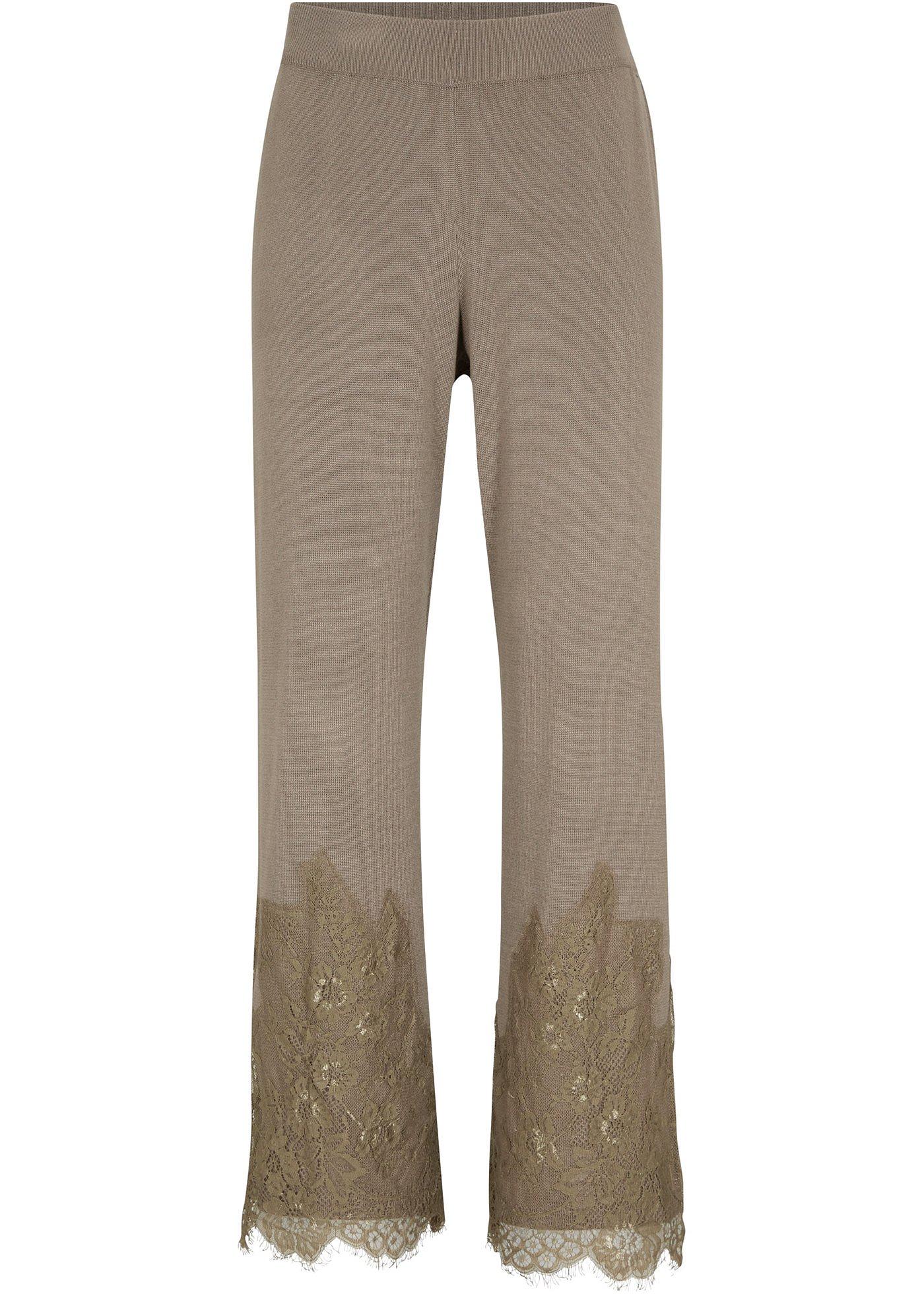 Pantalon en maille en viscose durable avec dentelle