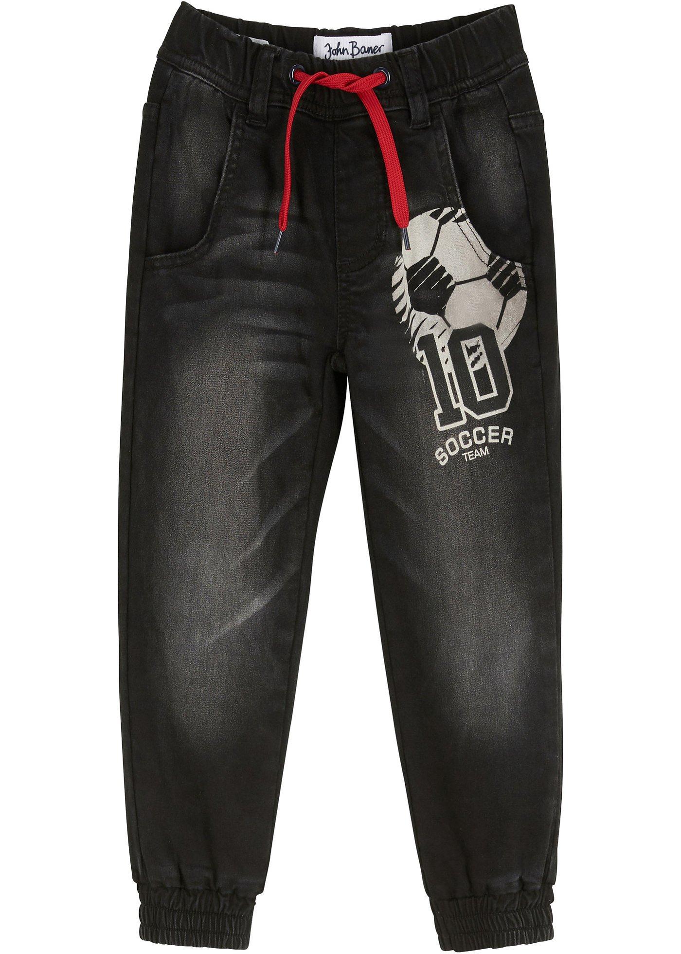 Jean hiver garçon avec taille extensible et imprimé, Slim Fit