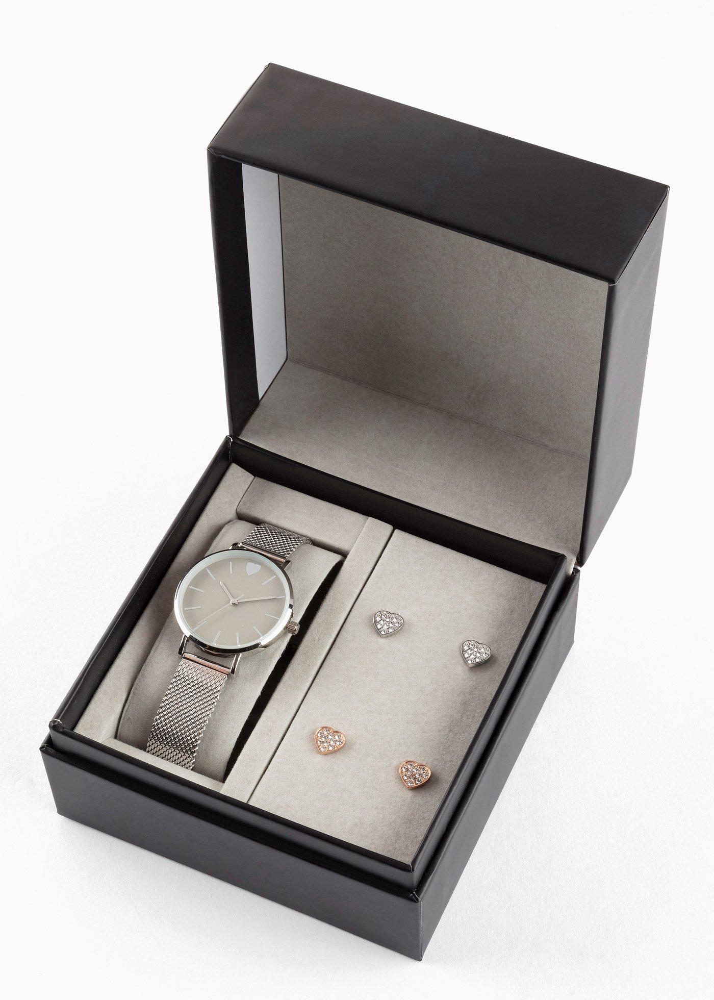 Bijoux en acier inoxydable ornés de cristaux (Ens. 5 pces.)