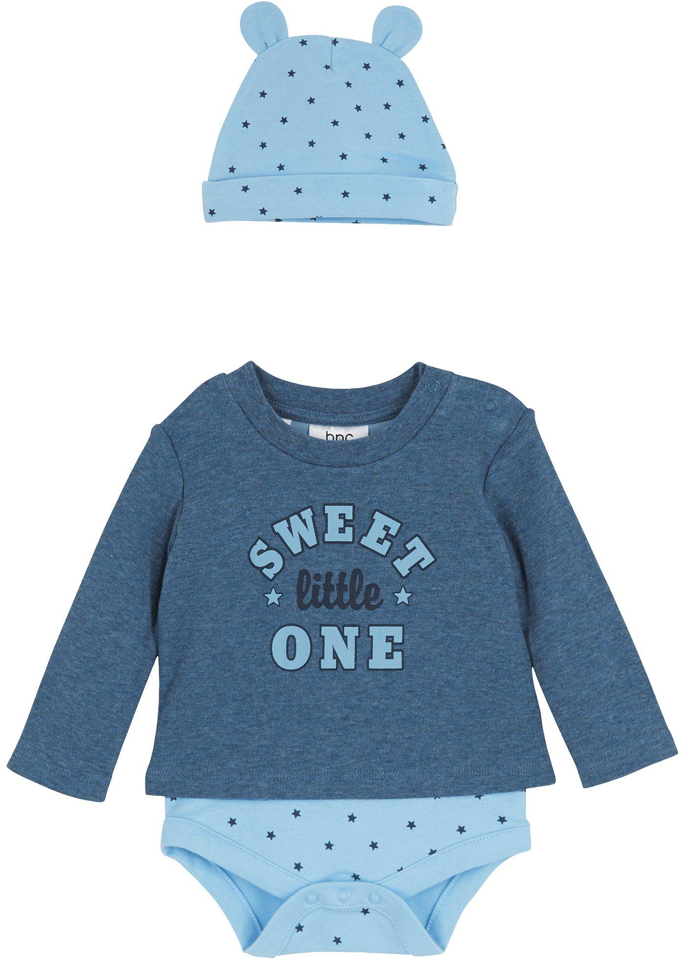 Body bébé manches longues et bonnet (Ens. 2 pces.) en coton bio