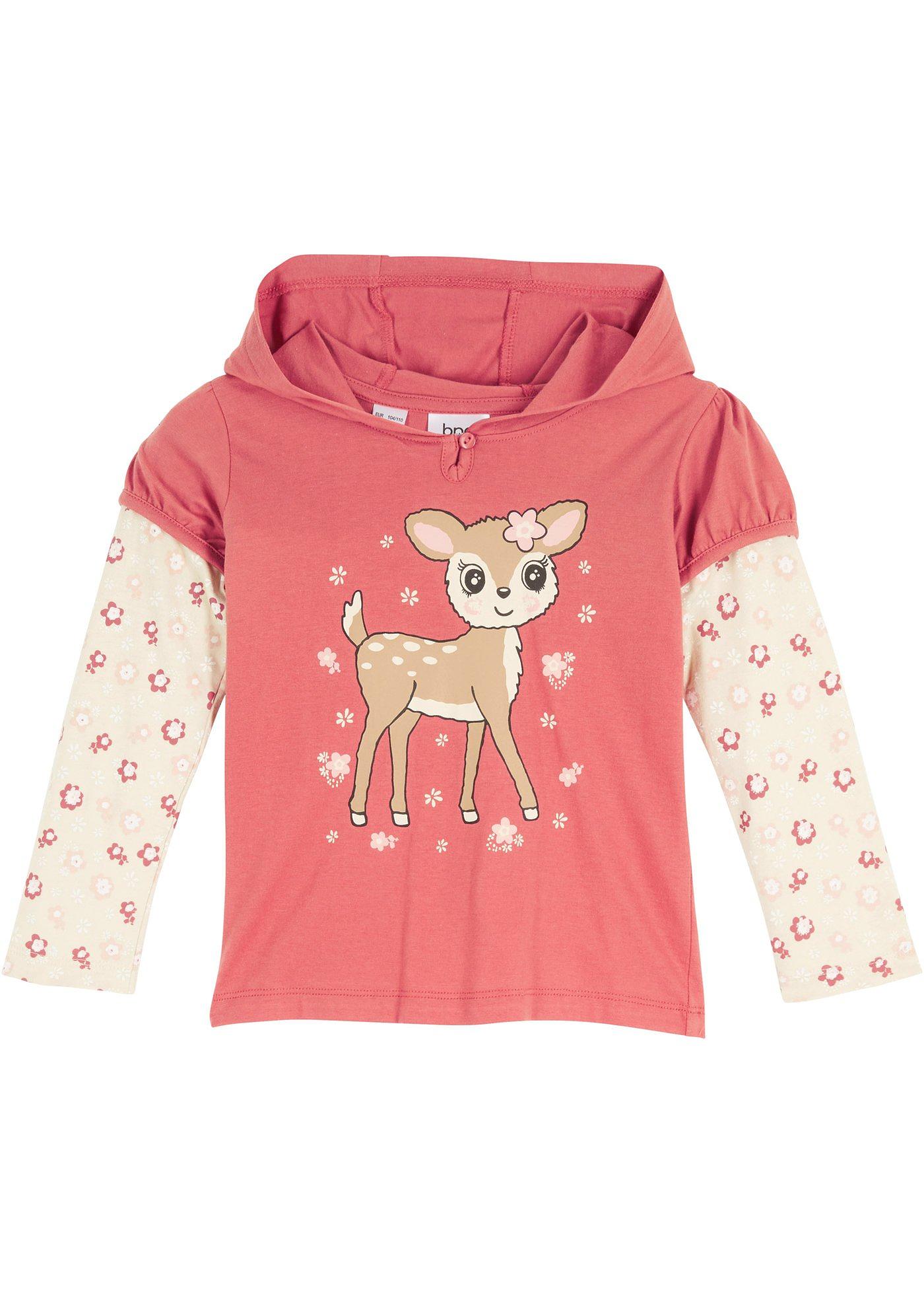 T-shirt fille à manches longues et capuche