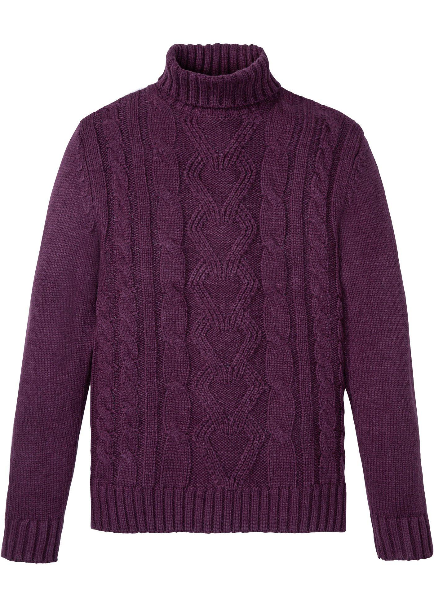 Pull col roulé à motif torsadé