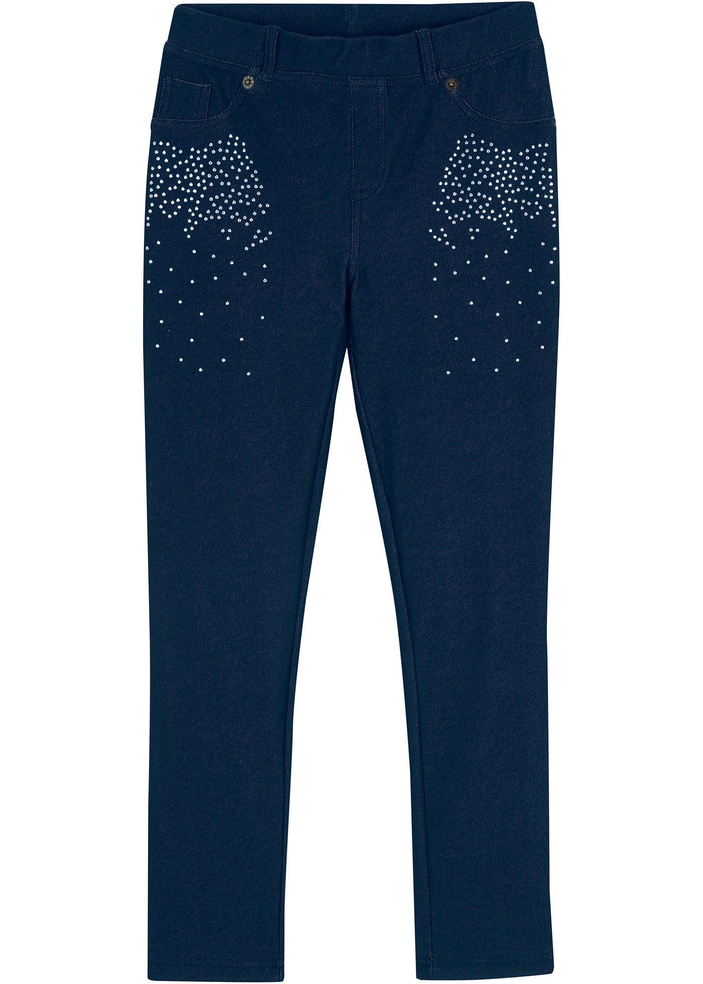 Legging fille imitation jean avec petites pierres brillantes