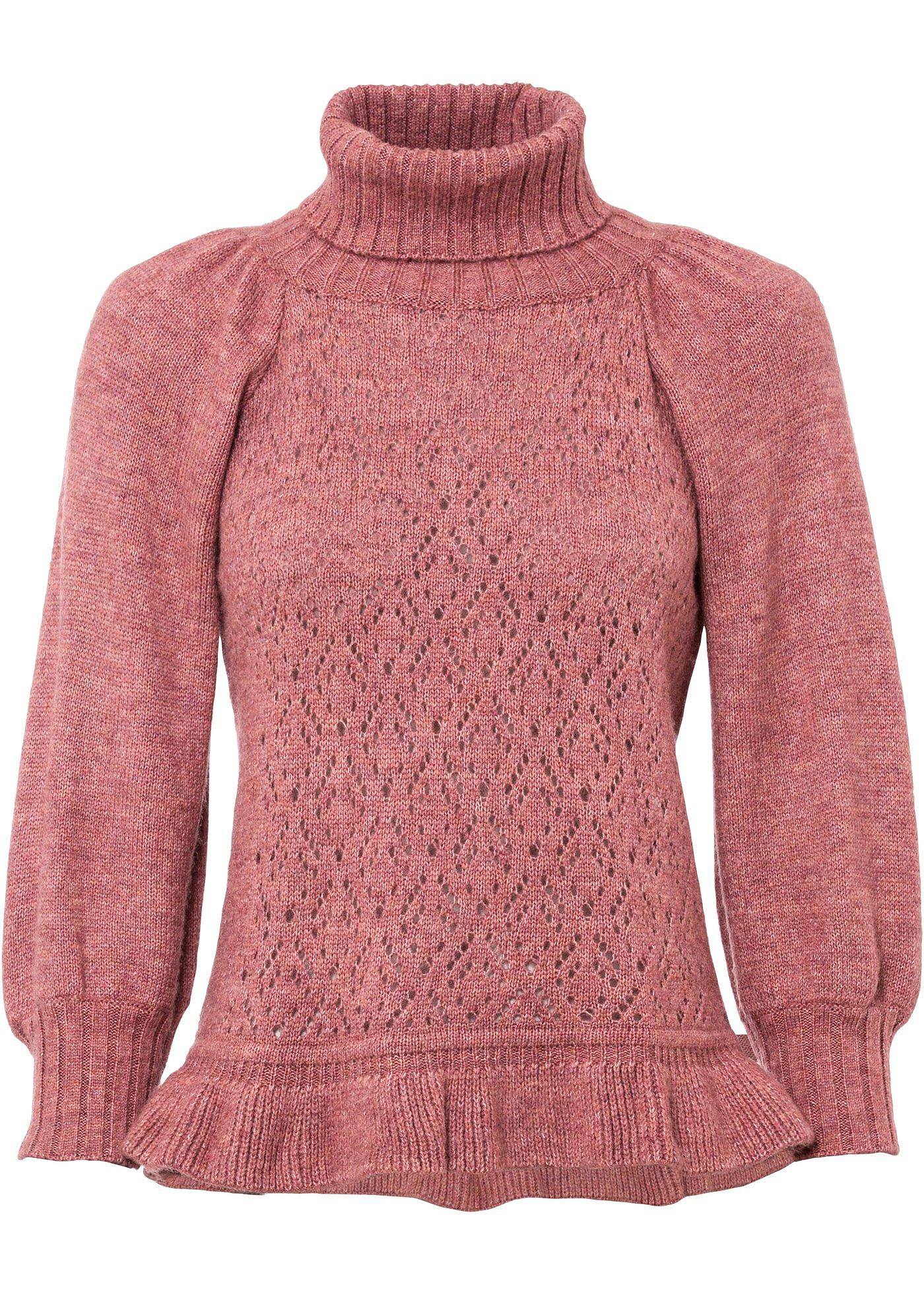 Pull col roulé à volant