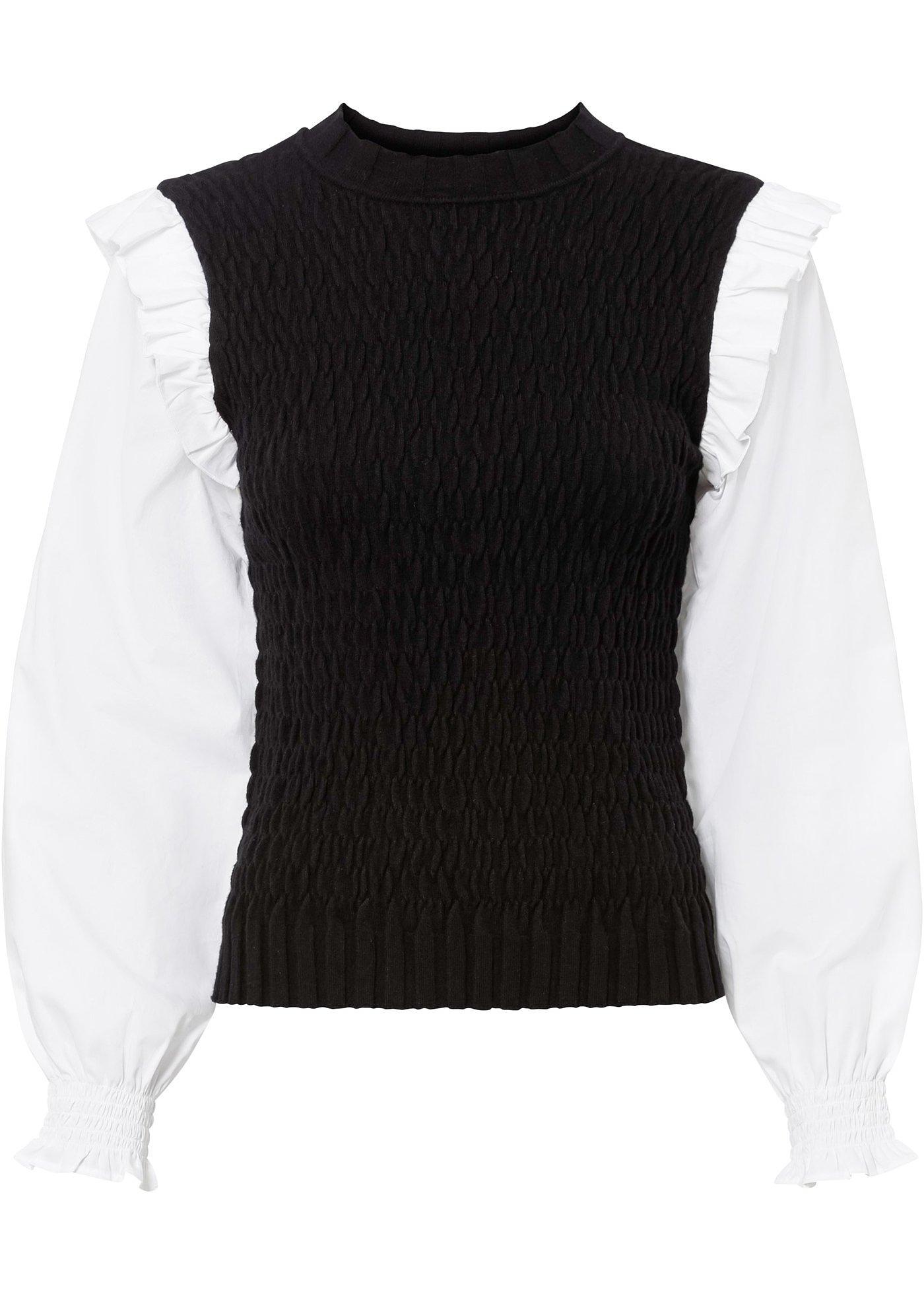 Pull sans manches en maille avec manches chemisier