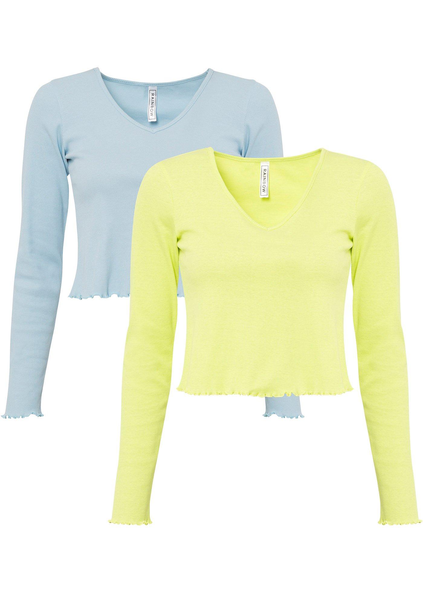 Lot de 2 T-shirts côtelés courts en coton bio