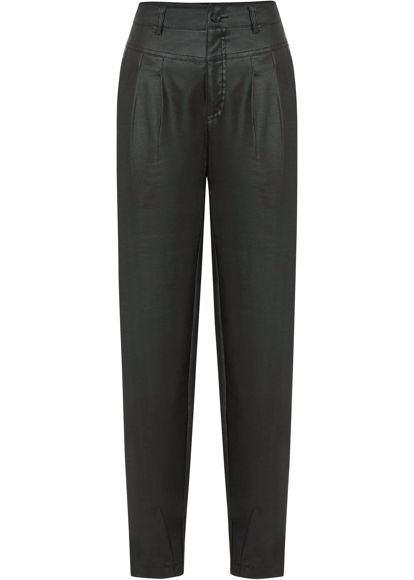 Pantalon paper bag en synthétique imitation cuir avec base resserrée