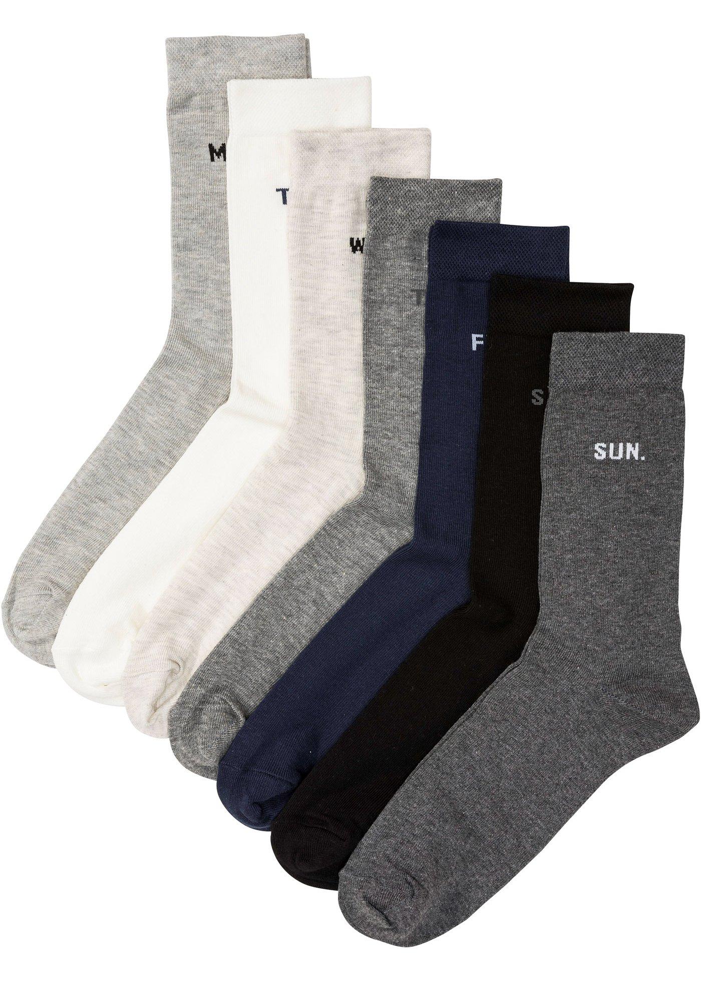 Lot de 7 paires de chaussettes avec jours de la semaine, avec coton bio