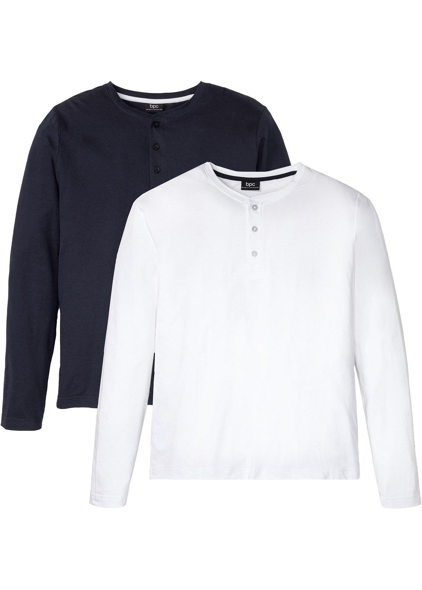 Lot de 2 T-shirts col Henley manches longues