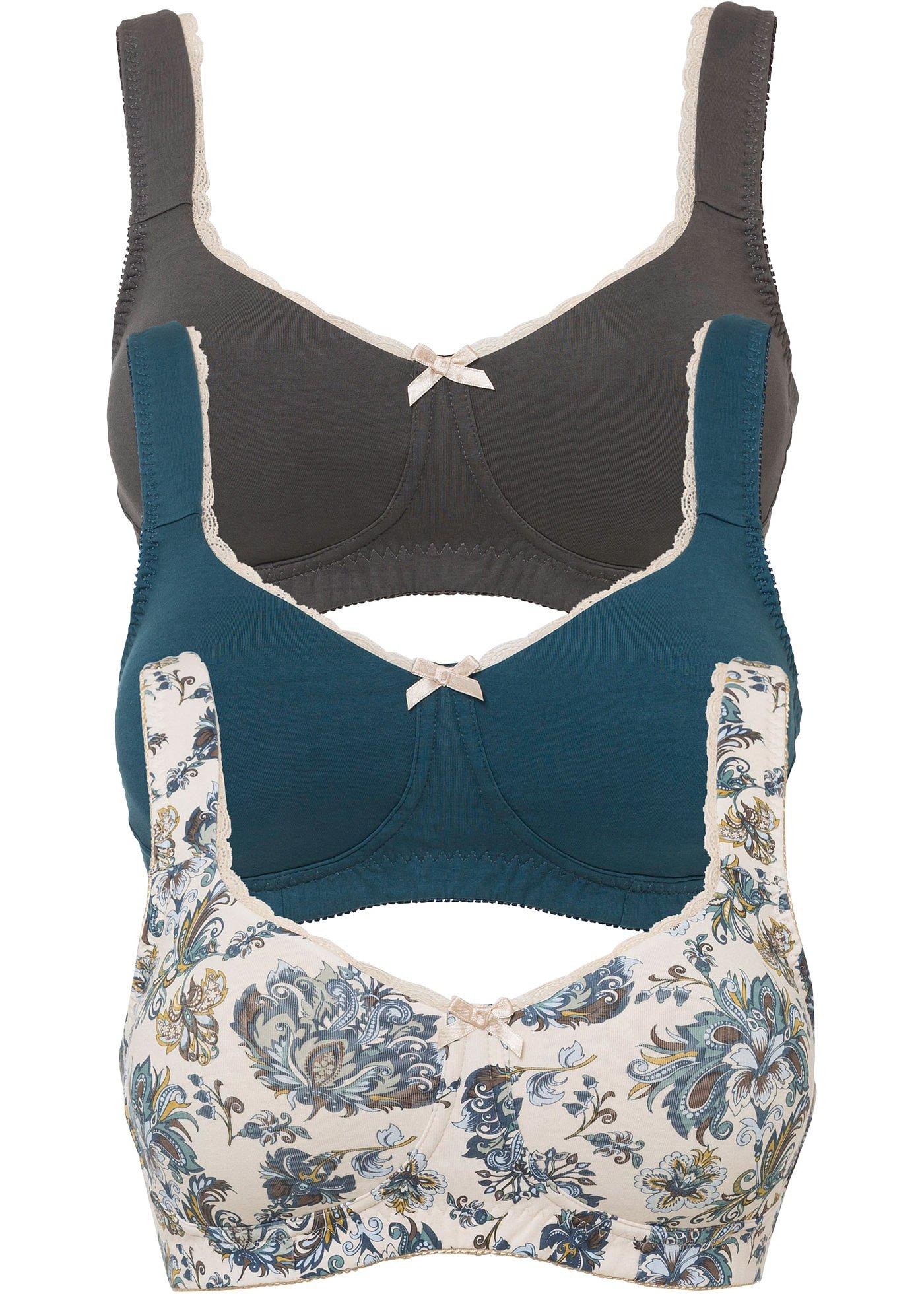 Lot de 3 soutiens-gorge sans armatures avec coton