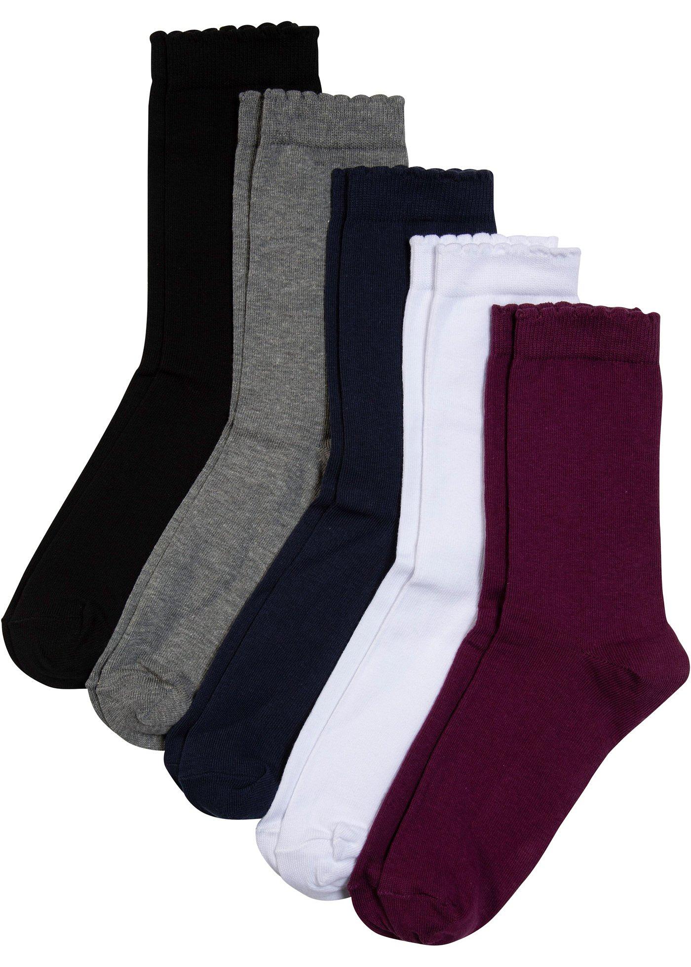Lot de 5 paires de chaussettes avec bord ondulé avec coton bio