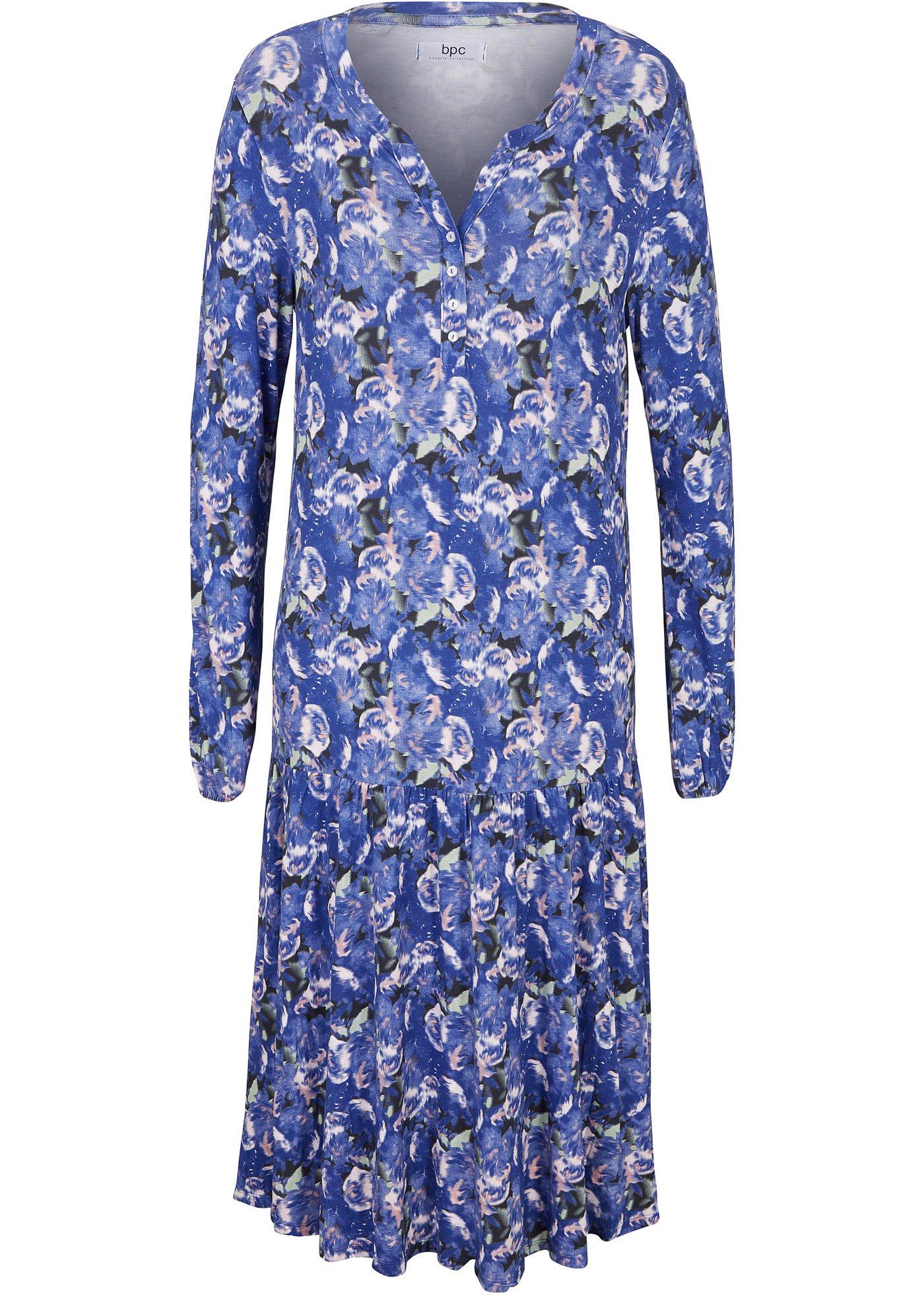 Robe longue en jersey imprimée à volant