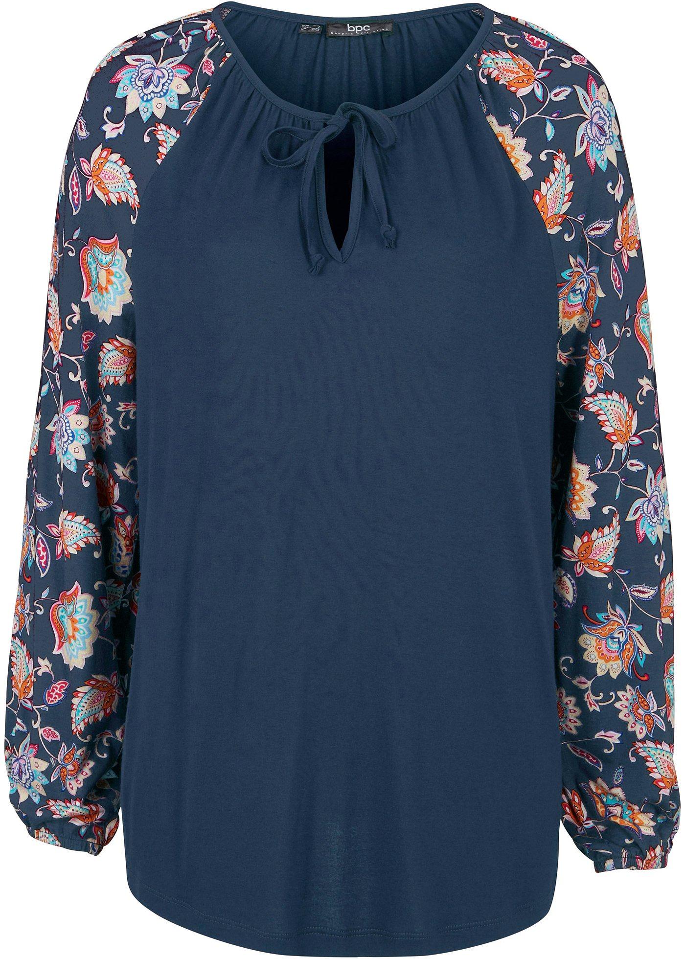 T-shirt à manches longues imprimées et détail au décolleté