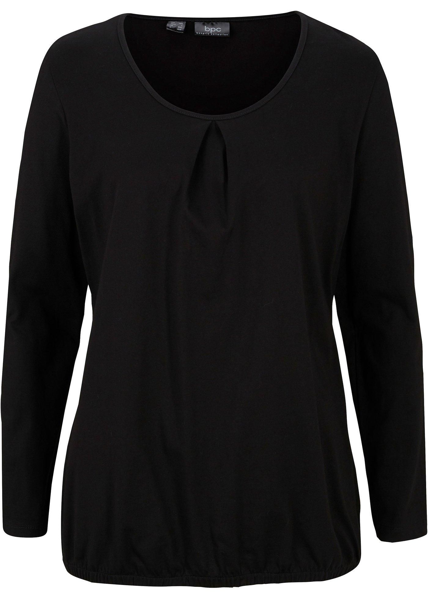 T-shirt coton avec base élastiquée, manches longues