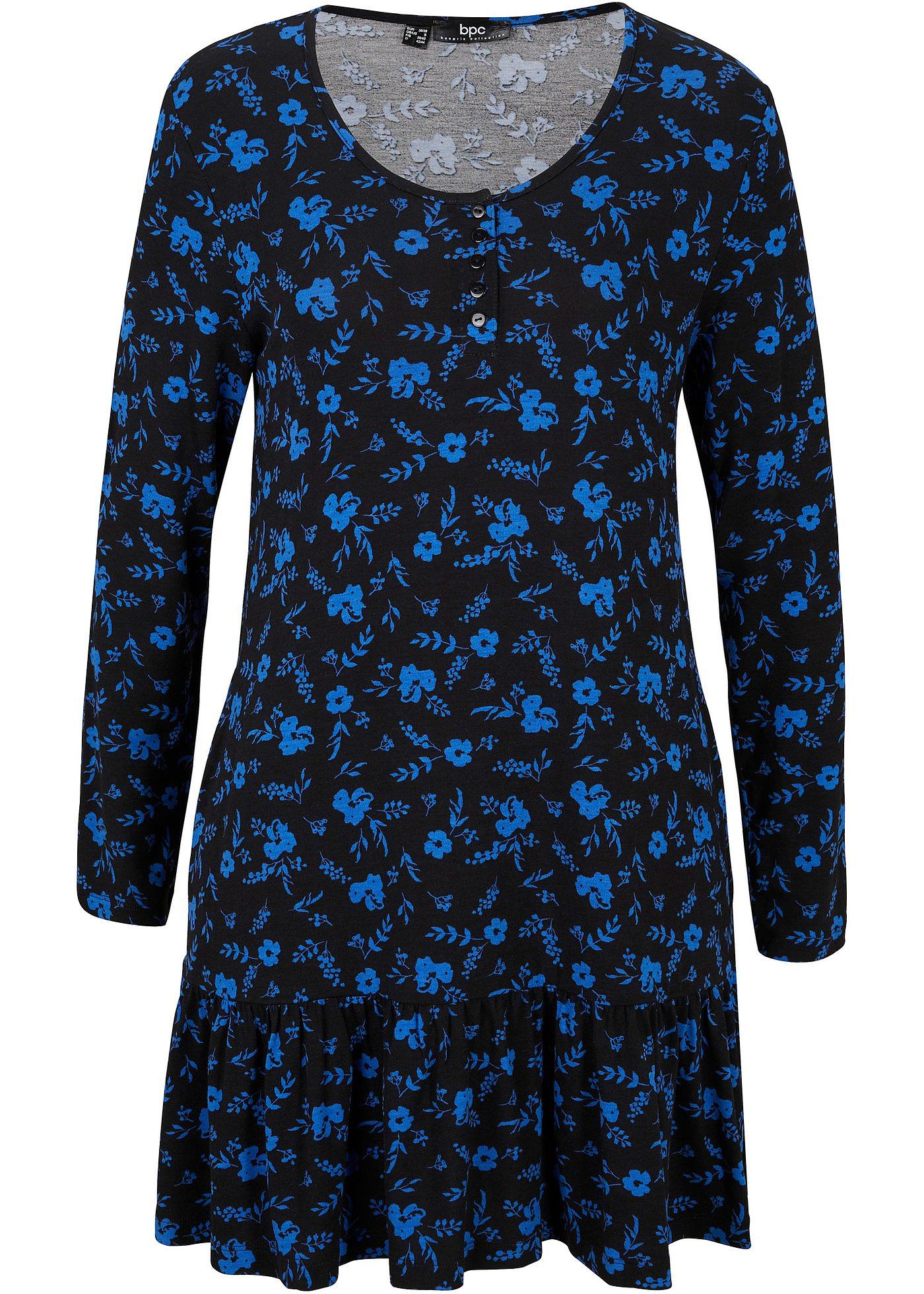 T-shirt tunique imprimé, manches longues