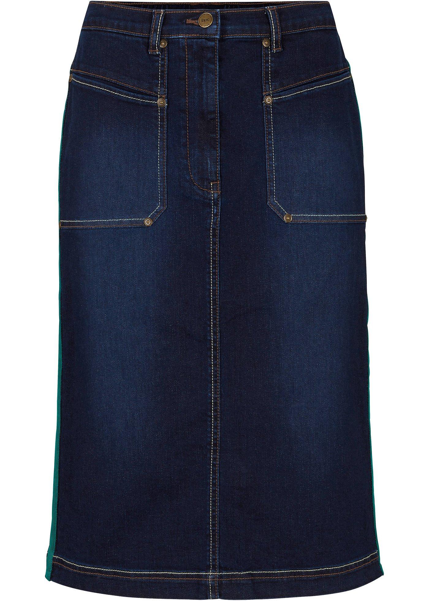 Jupe en jean extensible avec galon latéral et taille confortable