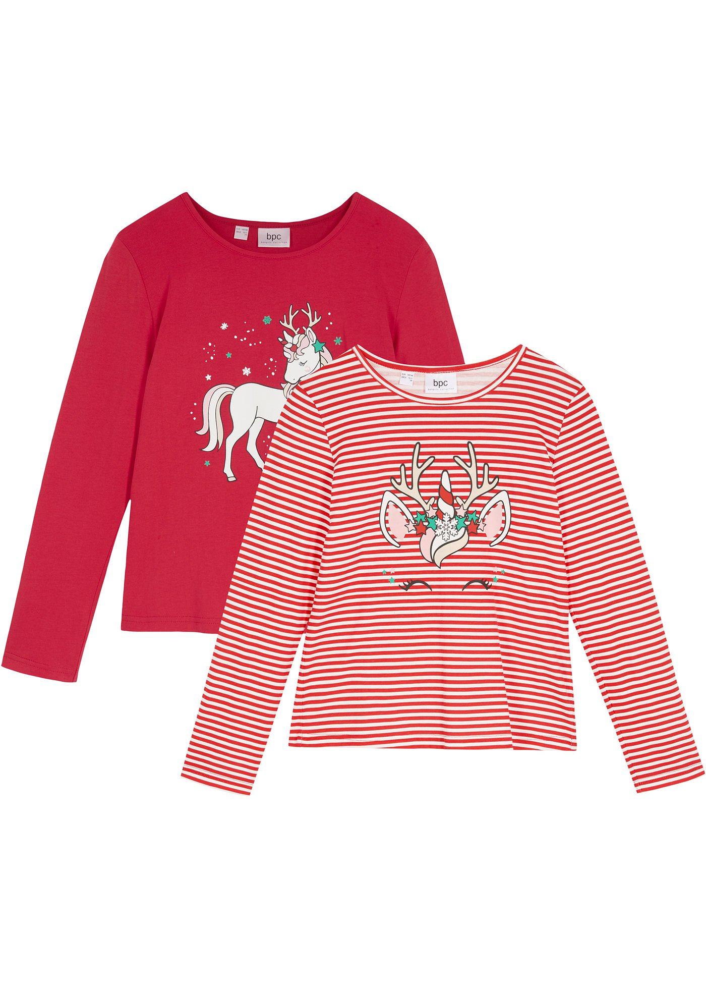 Lot de 2 T-shirts manches longues de Noël fille