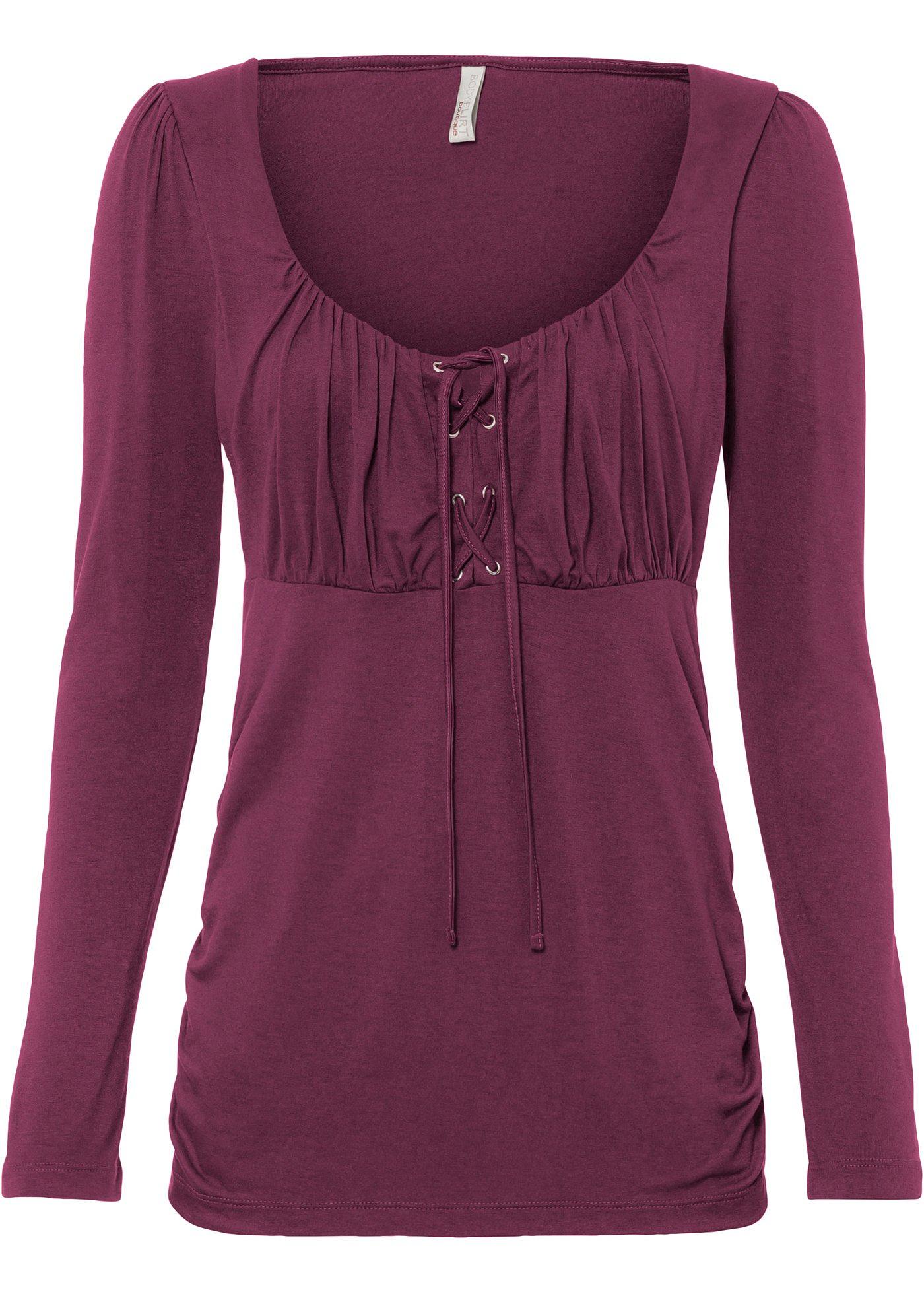 T-shirt manches longues avec viscose durable avec laçage