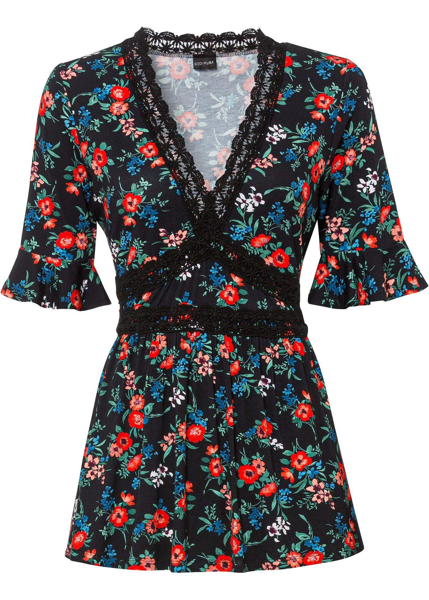 T-shirt imprimé à dentelle