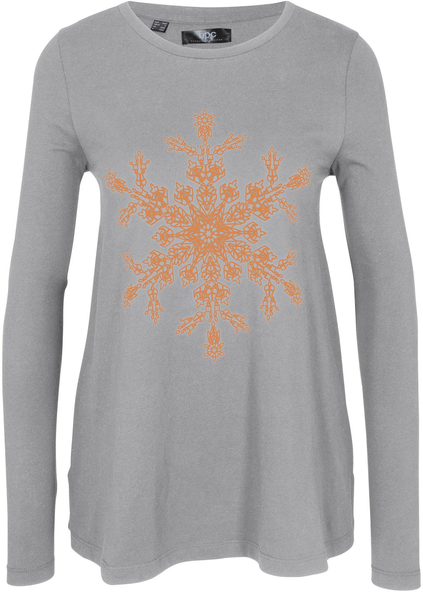 T-shirt manches longues coton à imprimé flocon de neige