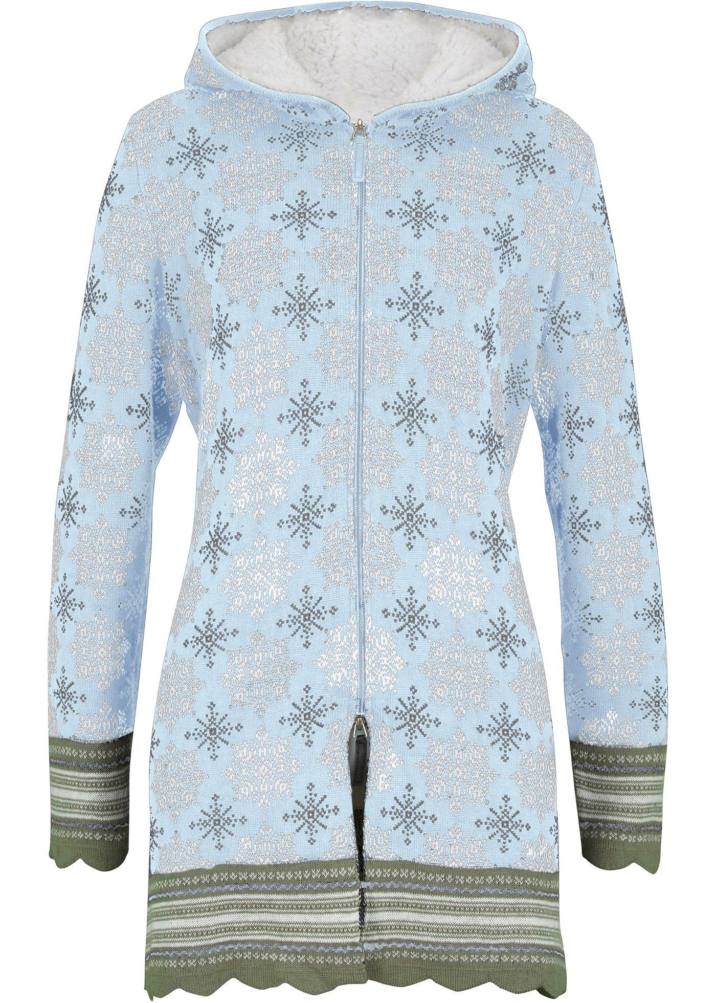 Gilet long en maille jacquard avec capuche