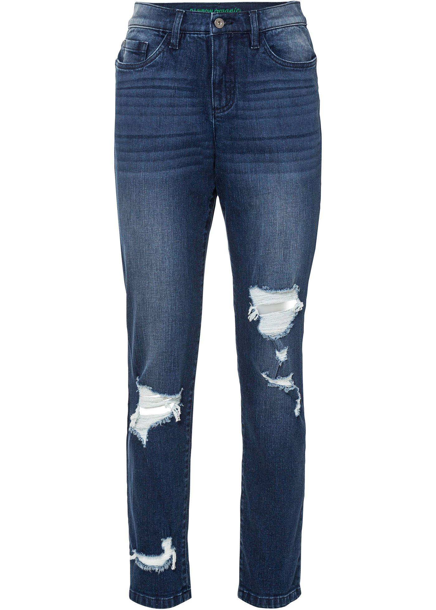 Jean Mom avec effets destroy en coton bio