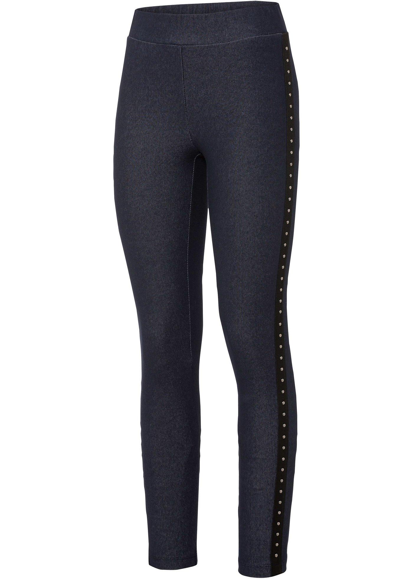 Legging style denim à rivets