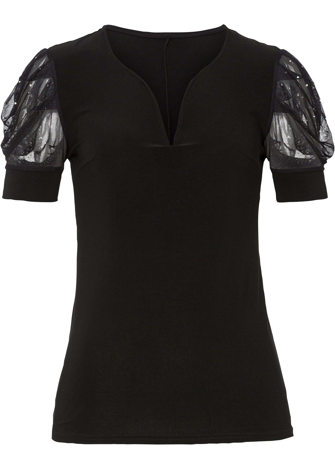 T-shirt avec manches bouffantes en mesh