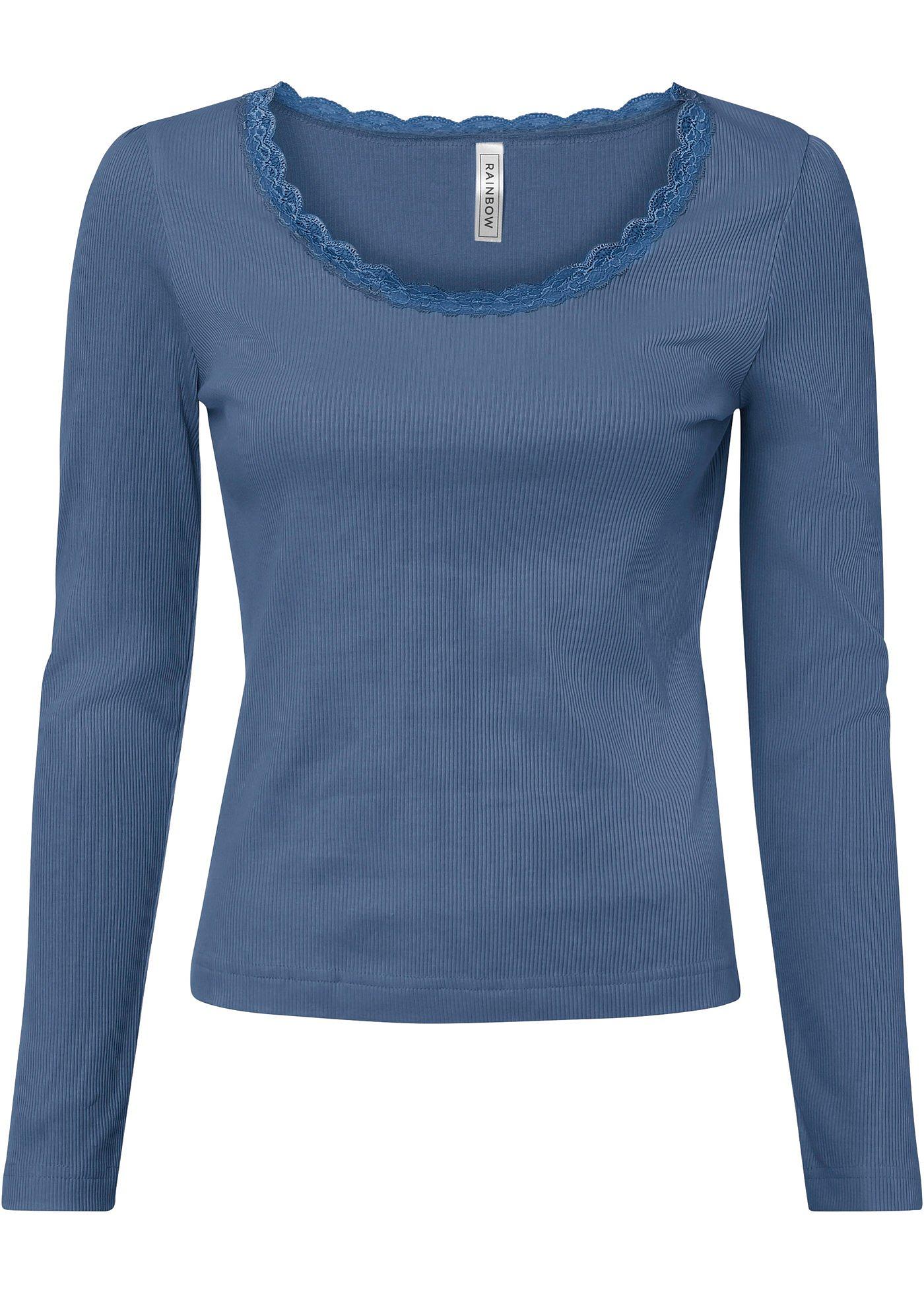 T-shirt côtelé avec détail dentelle