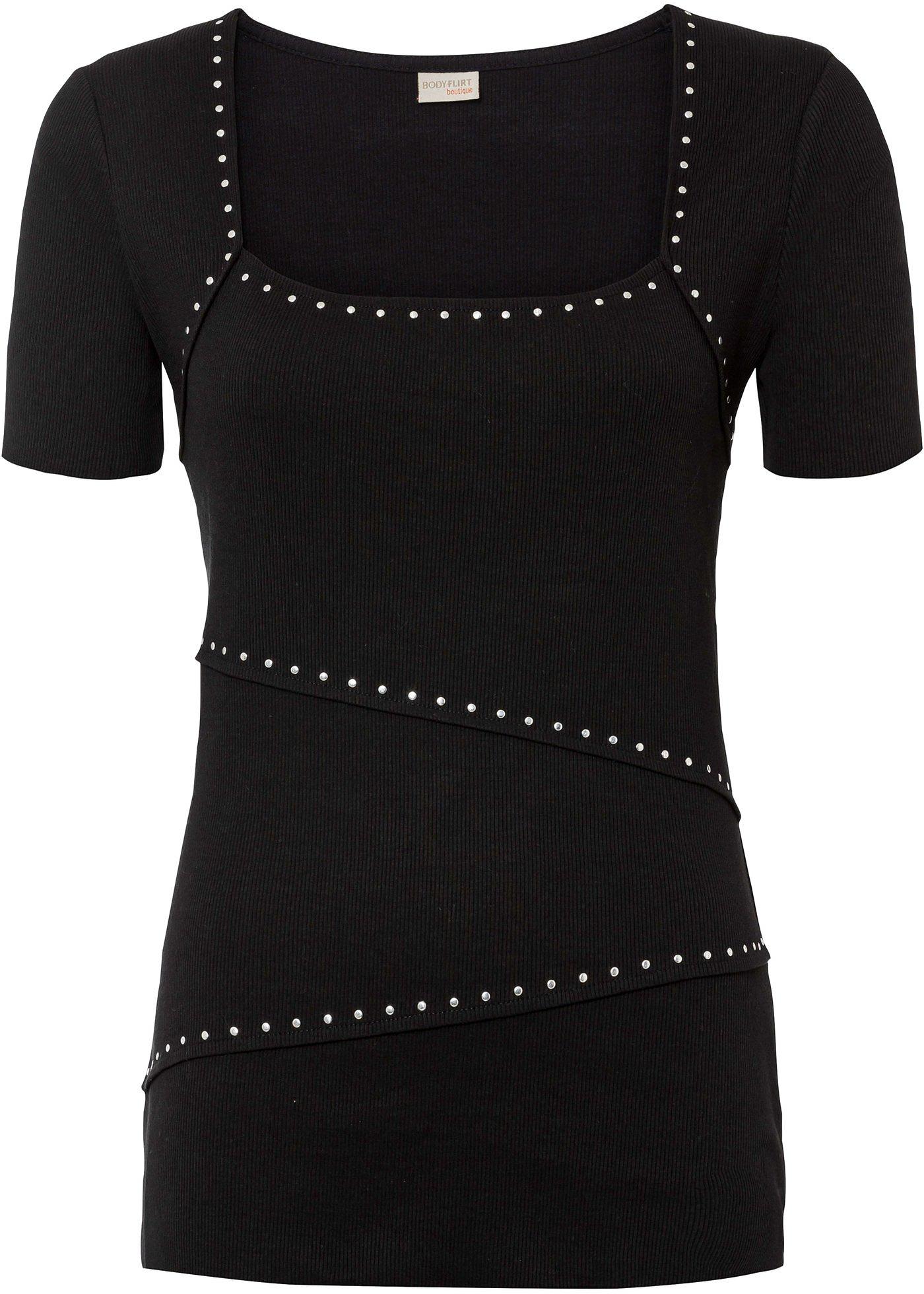 T-shirt côtelé avec rivets