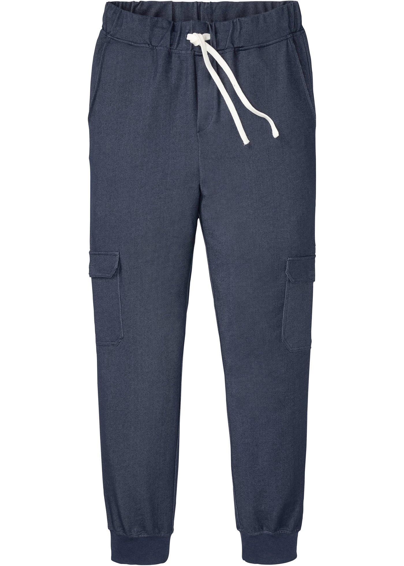 Pantalon taille extensible imitation jean avec poches cargo