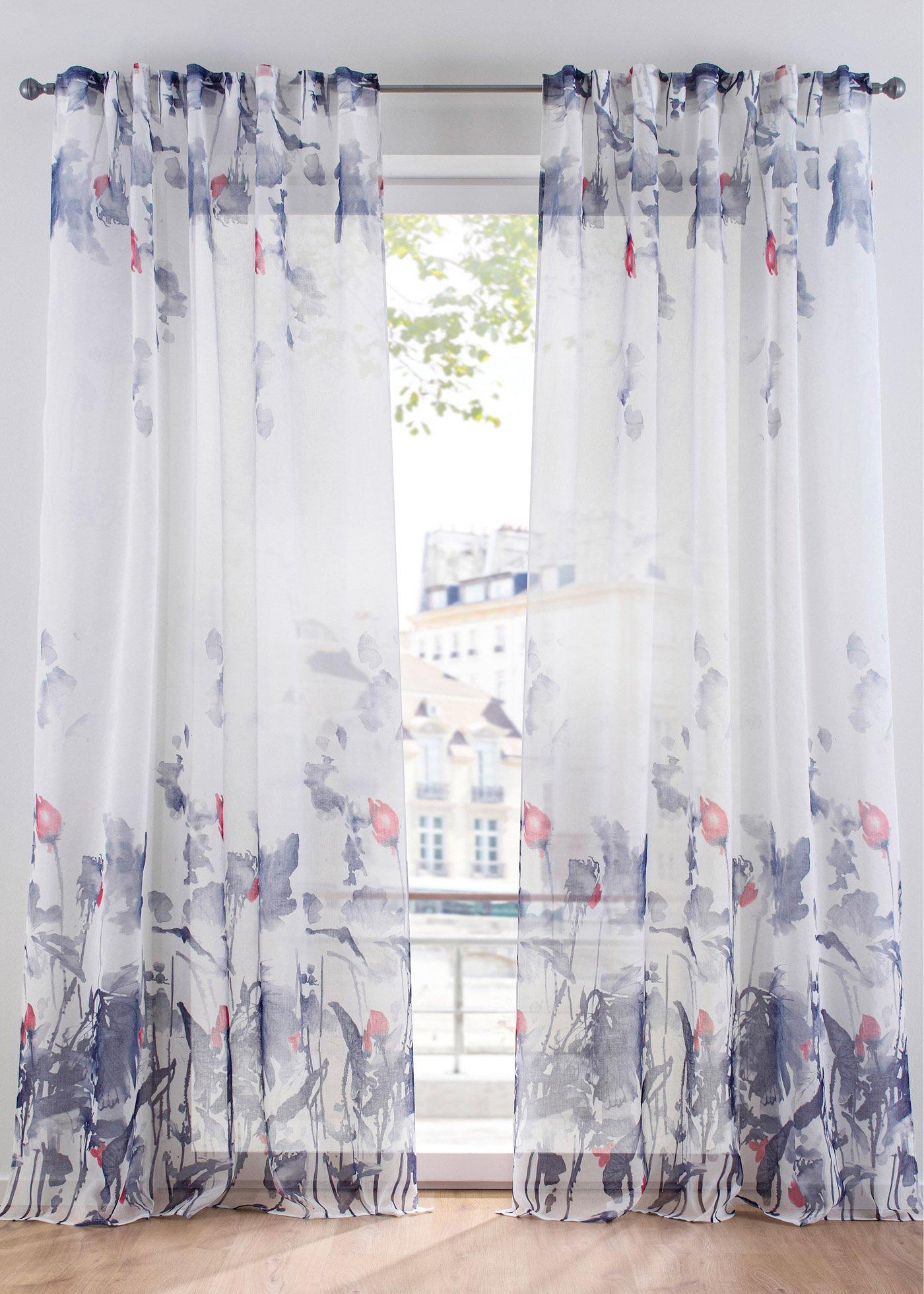 Voilage à imprimé floral (1 pce.)