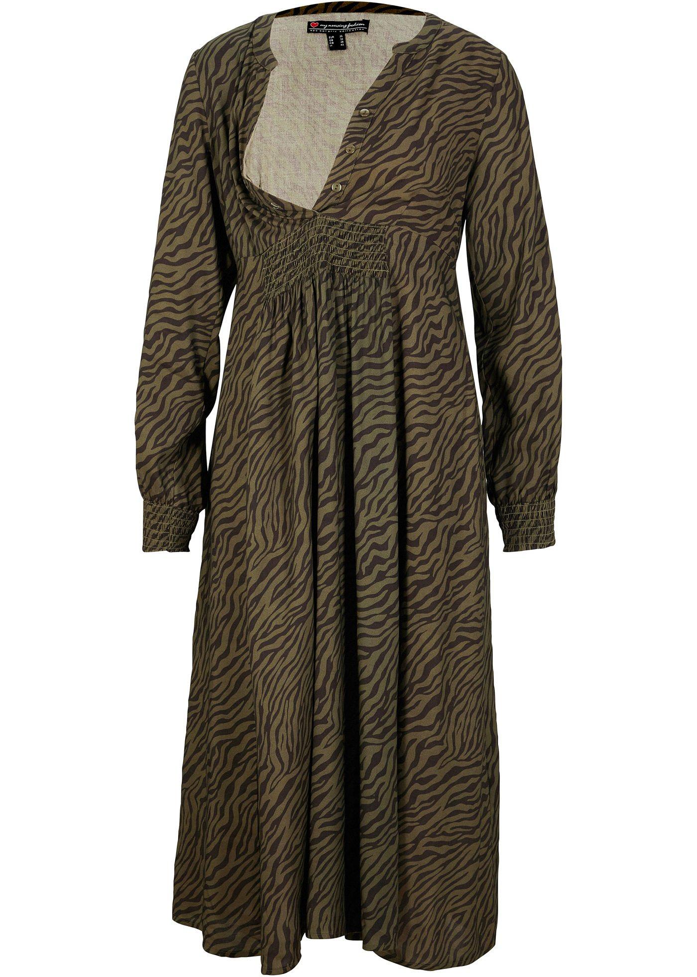 Robe de grossesse avec fonction allaitement et partie smockée