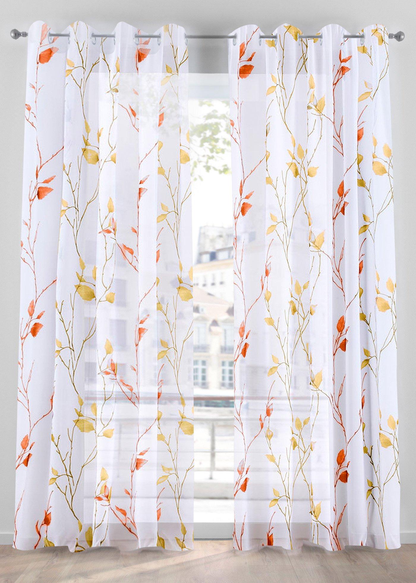 Voilage transparent à imprimé floral (1 pce.)