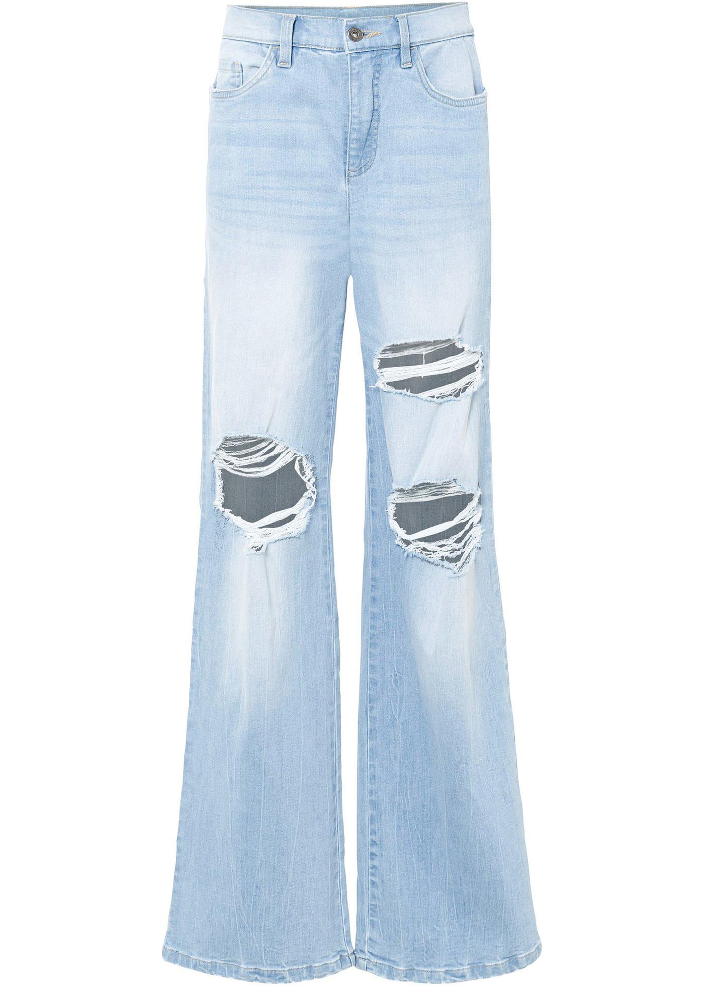 Jean large avec détails destroy